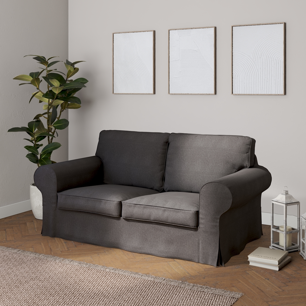 Bezug für Ektorp 2-Sitzer Sofa nicht ausklappbar, dunkelgrau, Sofabezug für günstig online kaufen