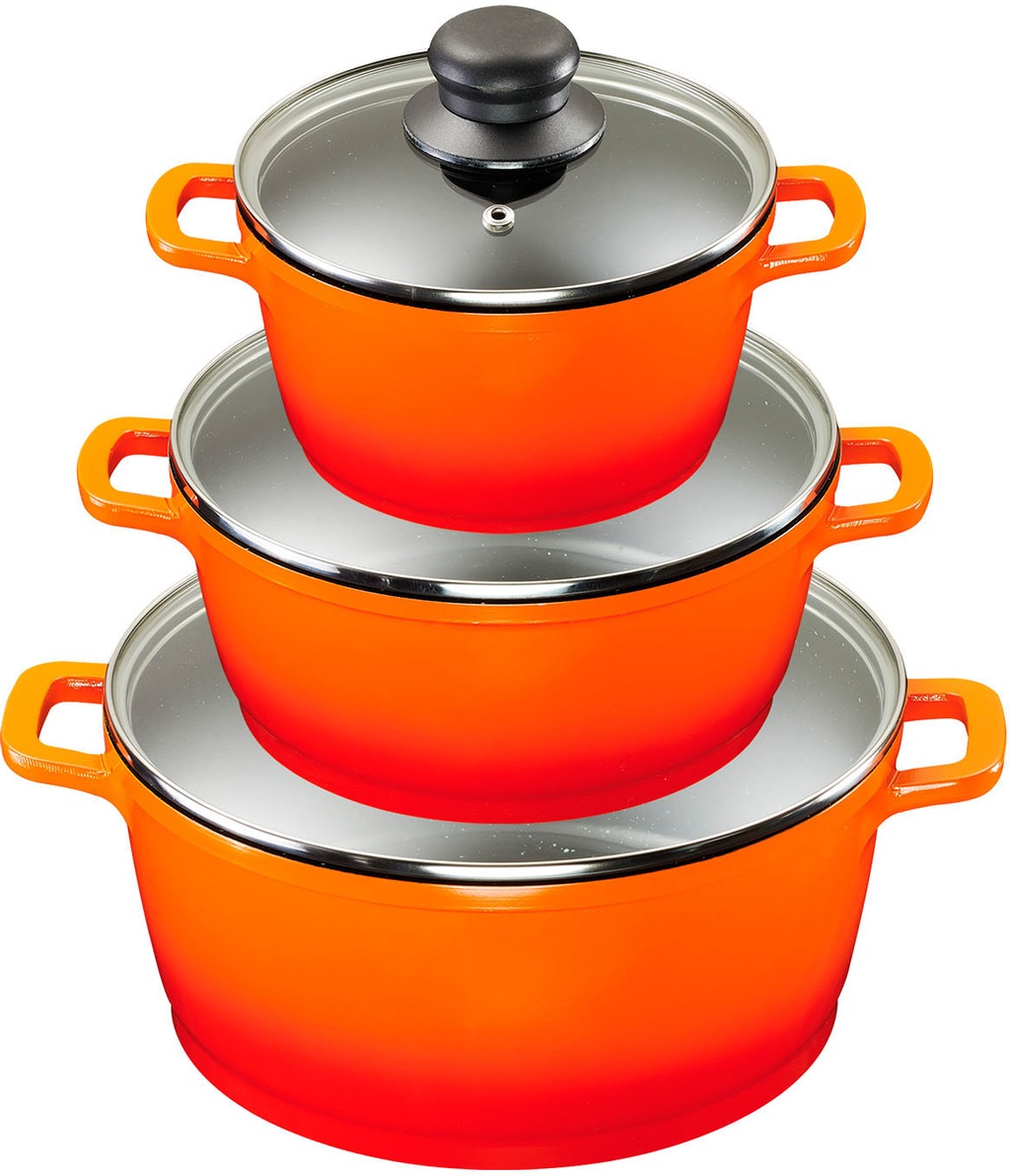 KING Topf-Set »Shine Orange«, Aluminiumguss, (Set, 9 tlg., je 1 Kochtopf mi günstig online kaufen