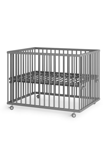 Sämann Babybett Laufgitter 75x100 cm mit Lattenrost grau Premium Kollektion günstig online kaufen