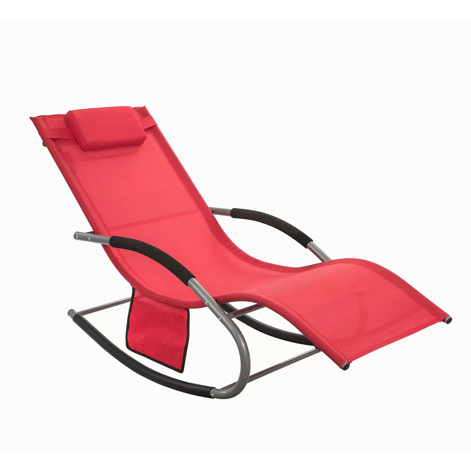 SoBuy Sonnenliege mit Tasche aus Metall und Kunstfasergewebe Rot OGS28-R günstig online kaufen