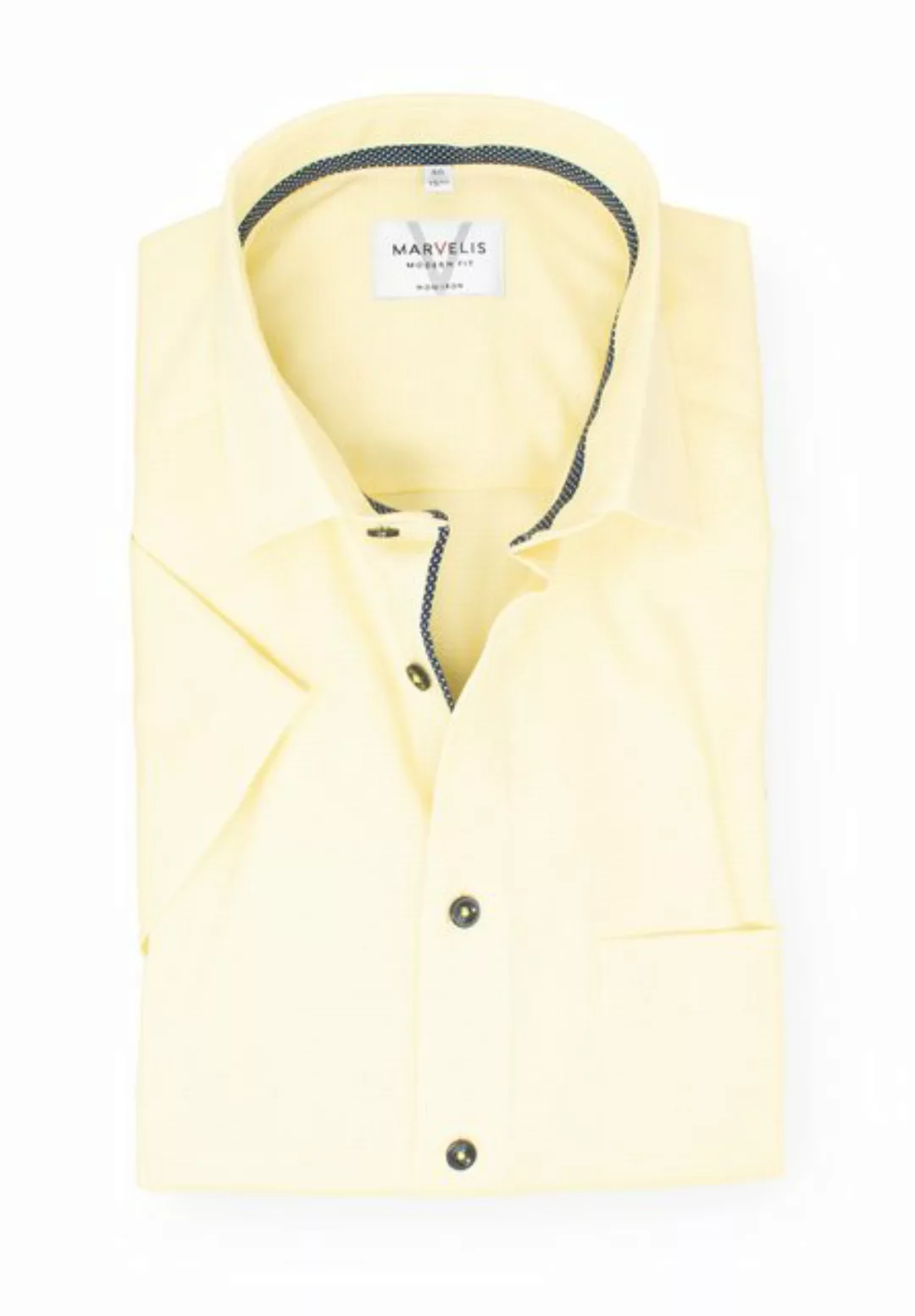 MARVELIS Kurzarmhemd Kurzarmhemd - Modern Fit - Struktur - Gelb günstig online kaufen