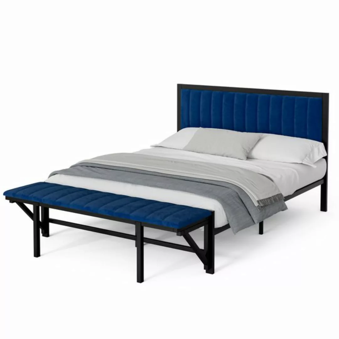 OKWISH Polsterbett Doppelbett Eisenbett Metallbett Funktionsbett mit klappb günstig online kaufen