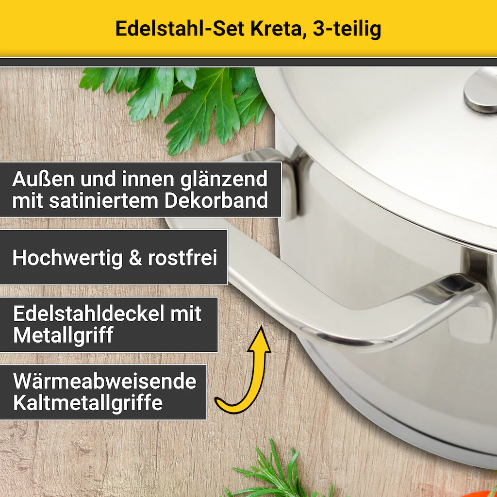 Krüger Topf-Set »Kreta«, Edelstahl 18/10, (Set, 6 tlg.), für Induktions-Koc günstig online kaufen