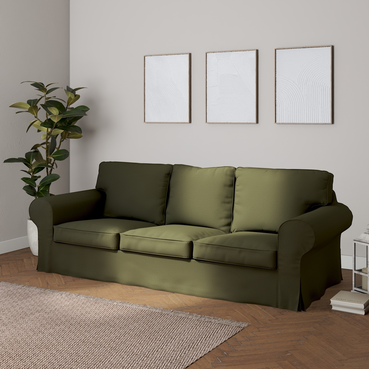 Bezug für Ektorp 3-Sitzer Schlafsofa, neues Modell (2013), olivgrün, 40cm x günstig online kaufen
