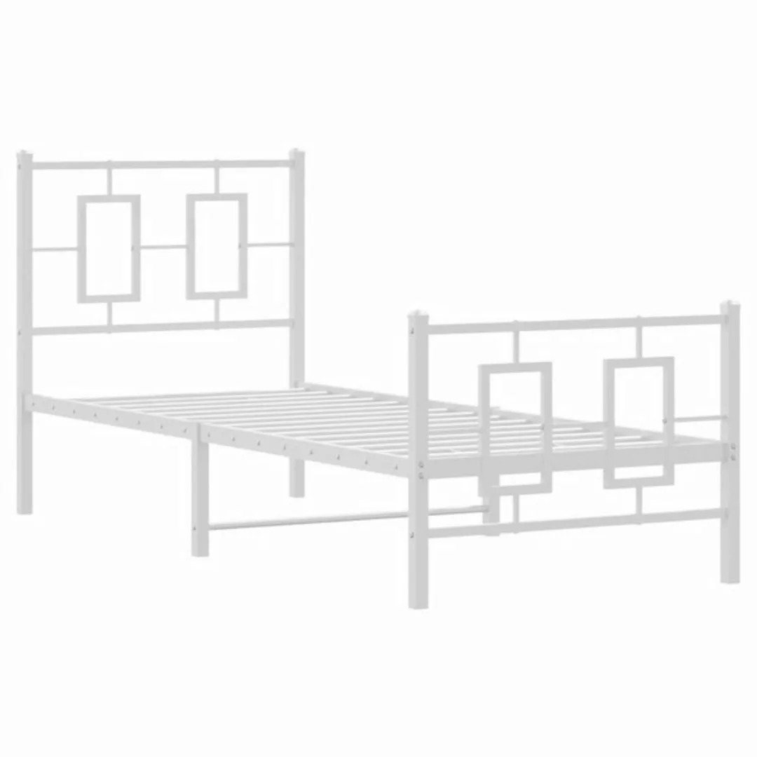 vidaXL Bett Bettgestell mit Kopf- und Fußteil Metall Weiß 75x190 cm günstig online kaufen