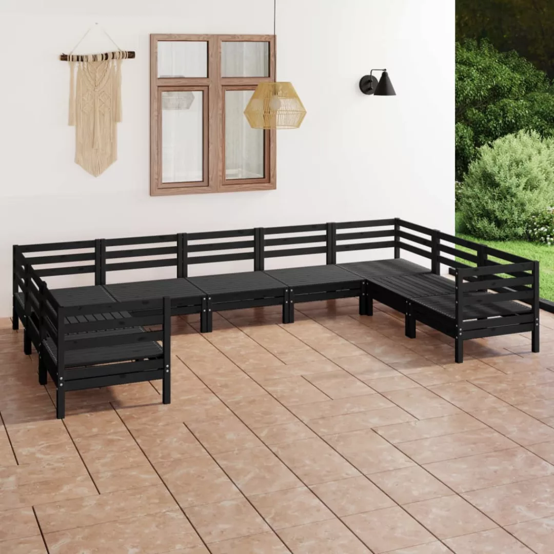 9-tlg. Garten-lounge-set Schwarz Massivholz Kiefer günstig online kaufen