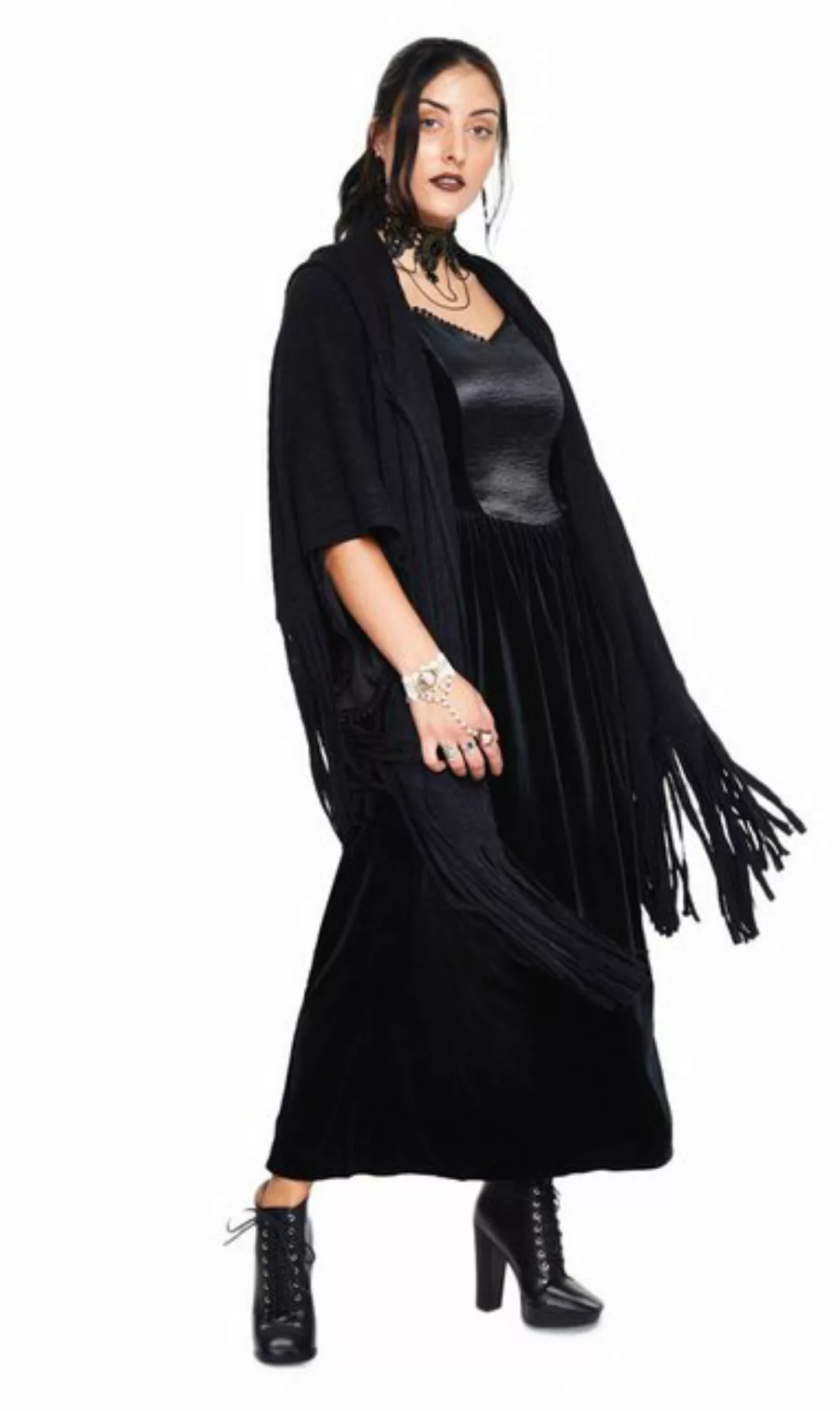 Jawbreaker Strickjacke Sacred Raven Cape Kapuzenumhang Strickumhang Cardiga günstig online kaufen