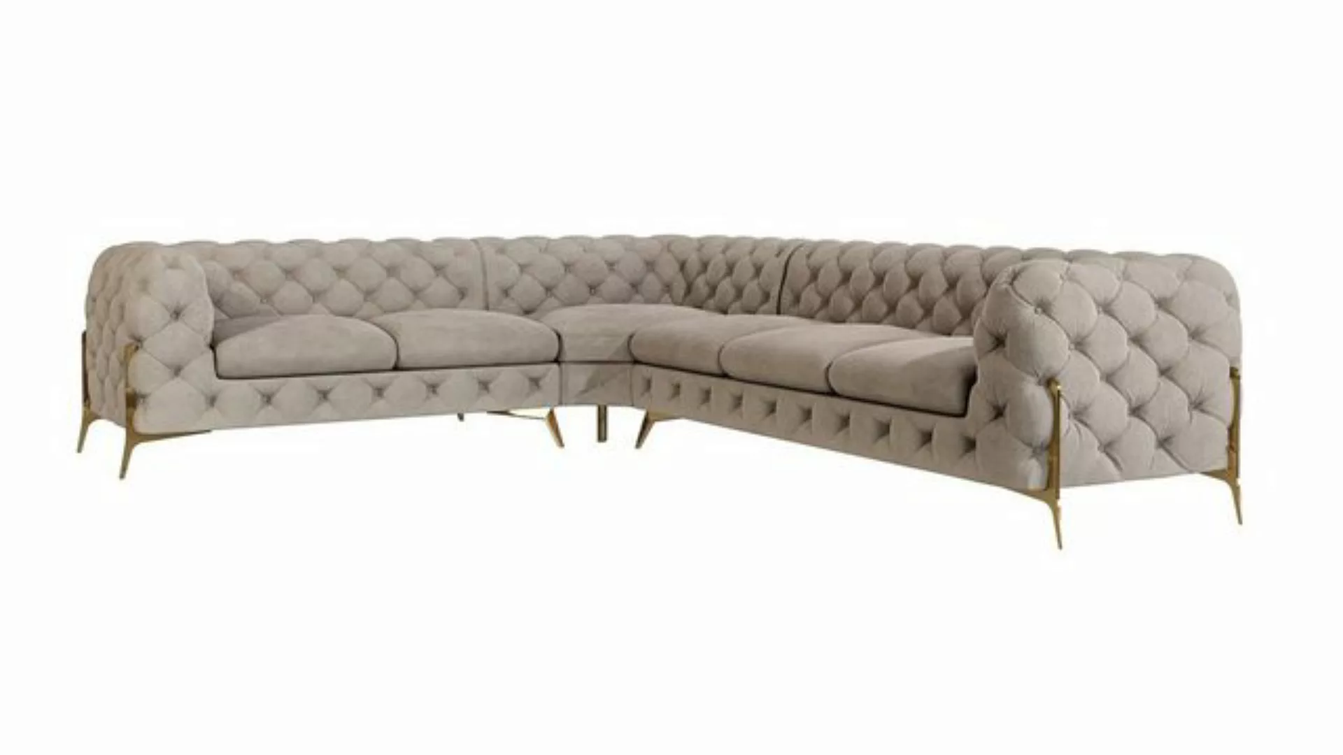 S-Style Möbel Ecksofa Chesterfield Ashley mit Goldene Metall Füßen, Die Eck günstig online kaufen