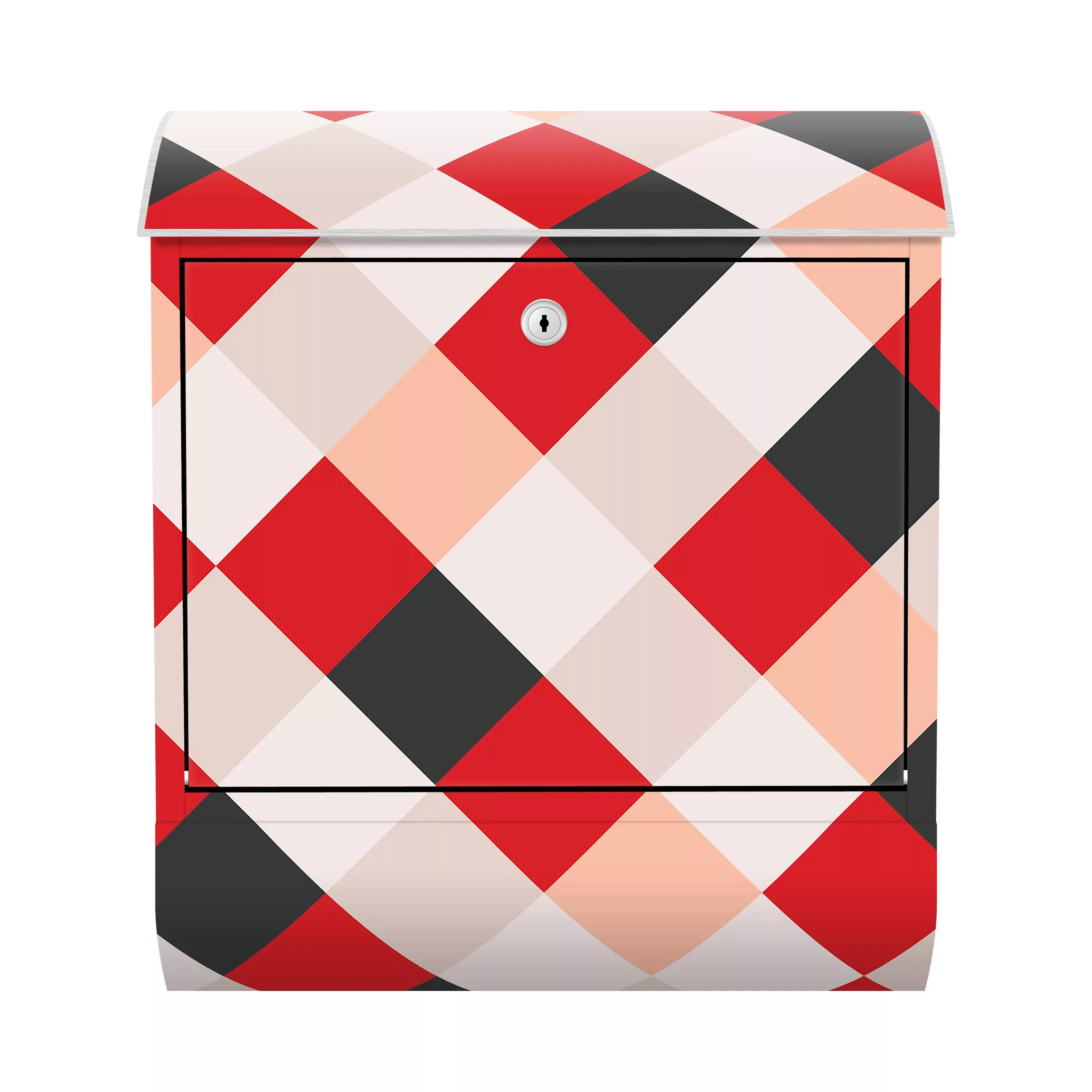 Briefkasten Geometrisches Muster gedrehtes Schachbrett Rot günstig online kaufen
