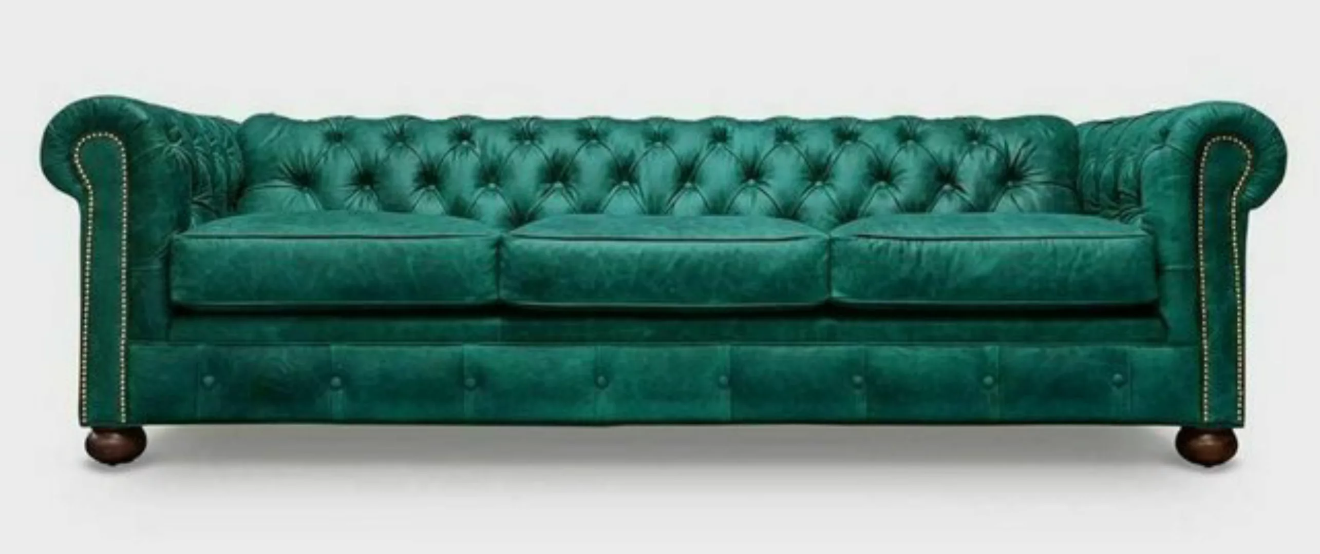 JVmoebel 3-Sitzer Sofa 3 Sitzer Grün Ledersofa Couchen Couch Chesterfield T günstig online kaufen