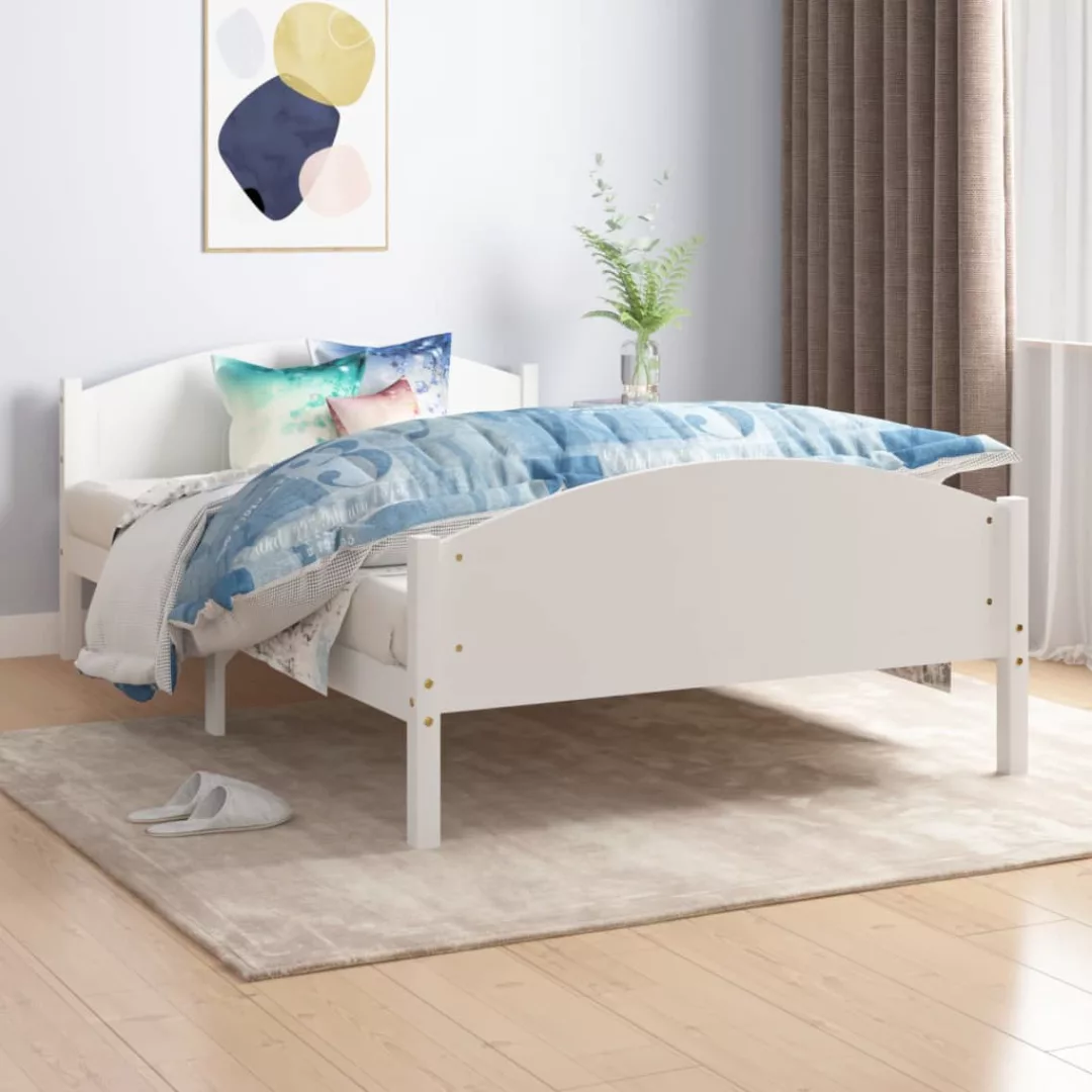 vidaXL Bettgestell Massivholzbett Weiß Kiefer 160x200 cm Doppelbett Bett Be günstig online kaufen
