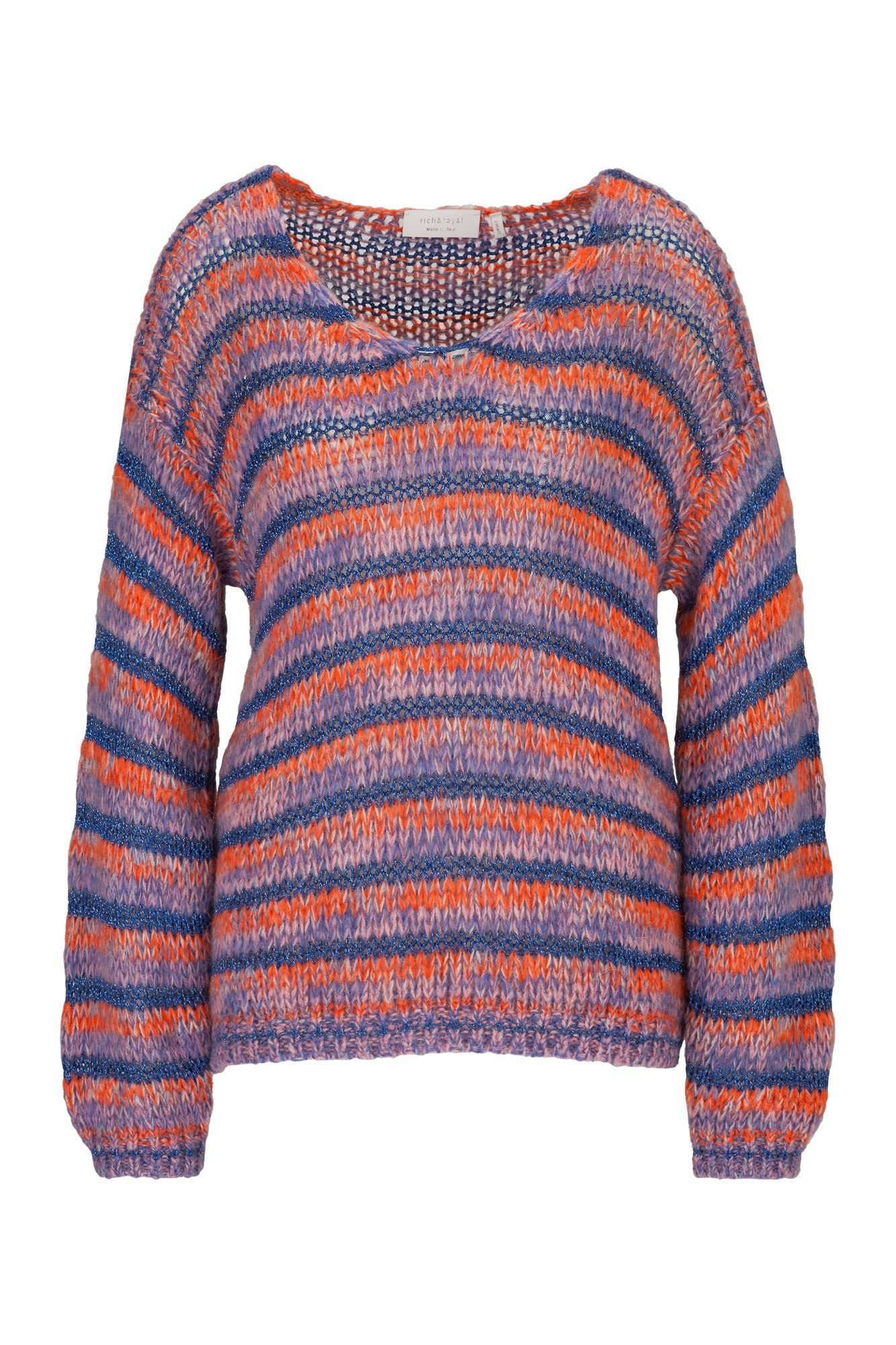 RICHROYAL Strickpullover V-Ausschnitt gestreift günstig online kaufen