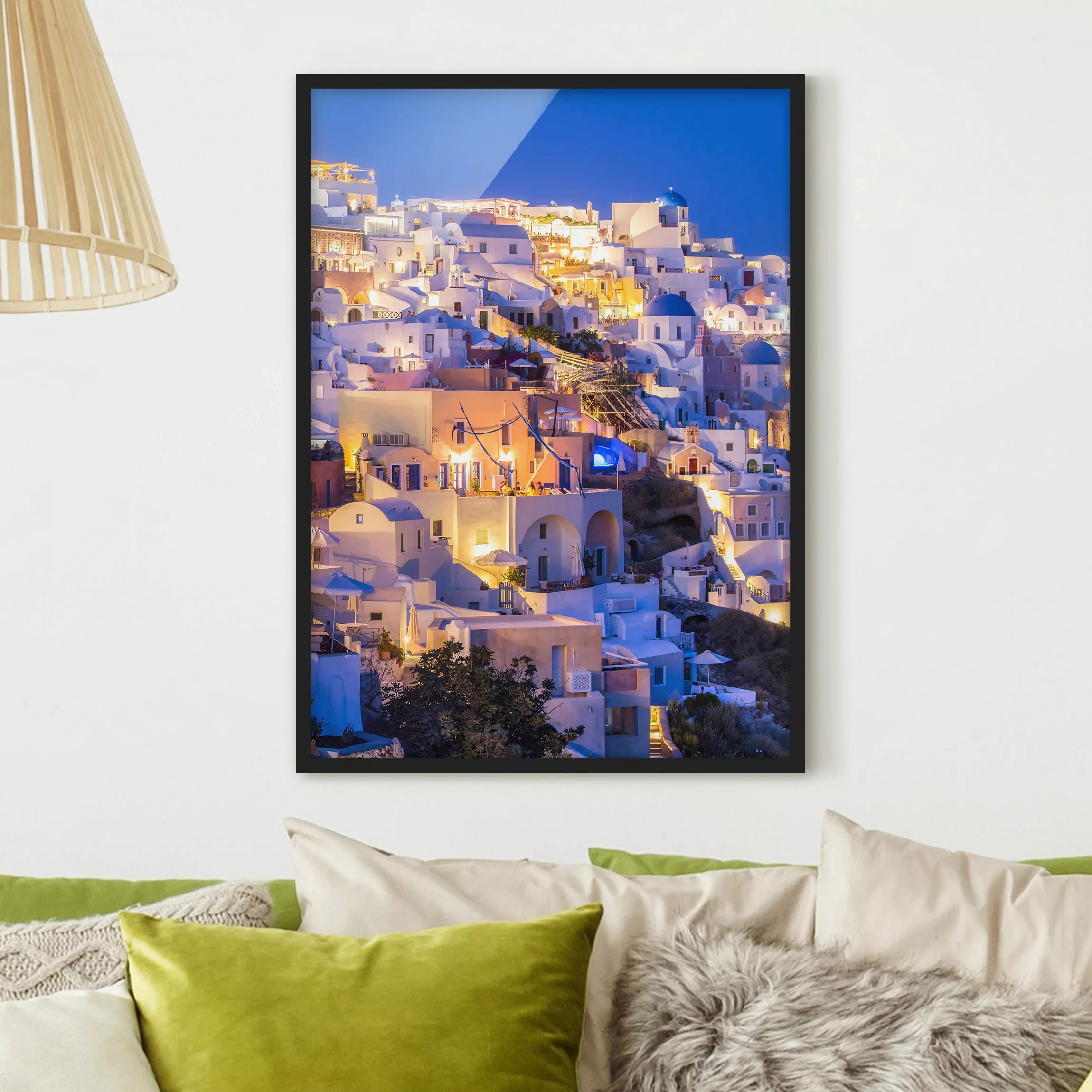 Bild mit Rahmen Santorini at night günstig online kaufen