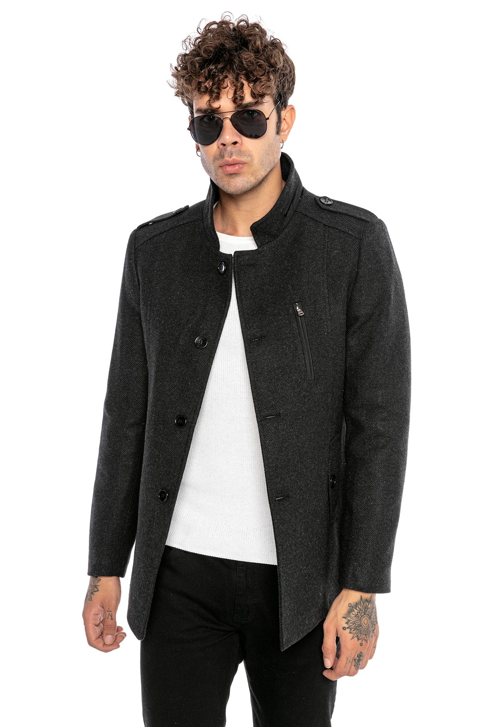 RedBridge Lederjacke mit hohem Kragen und praktischen Taschen günstig online kaufen