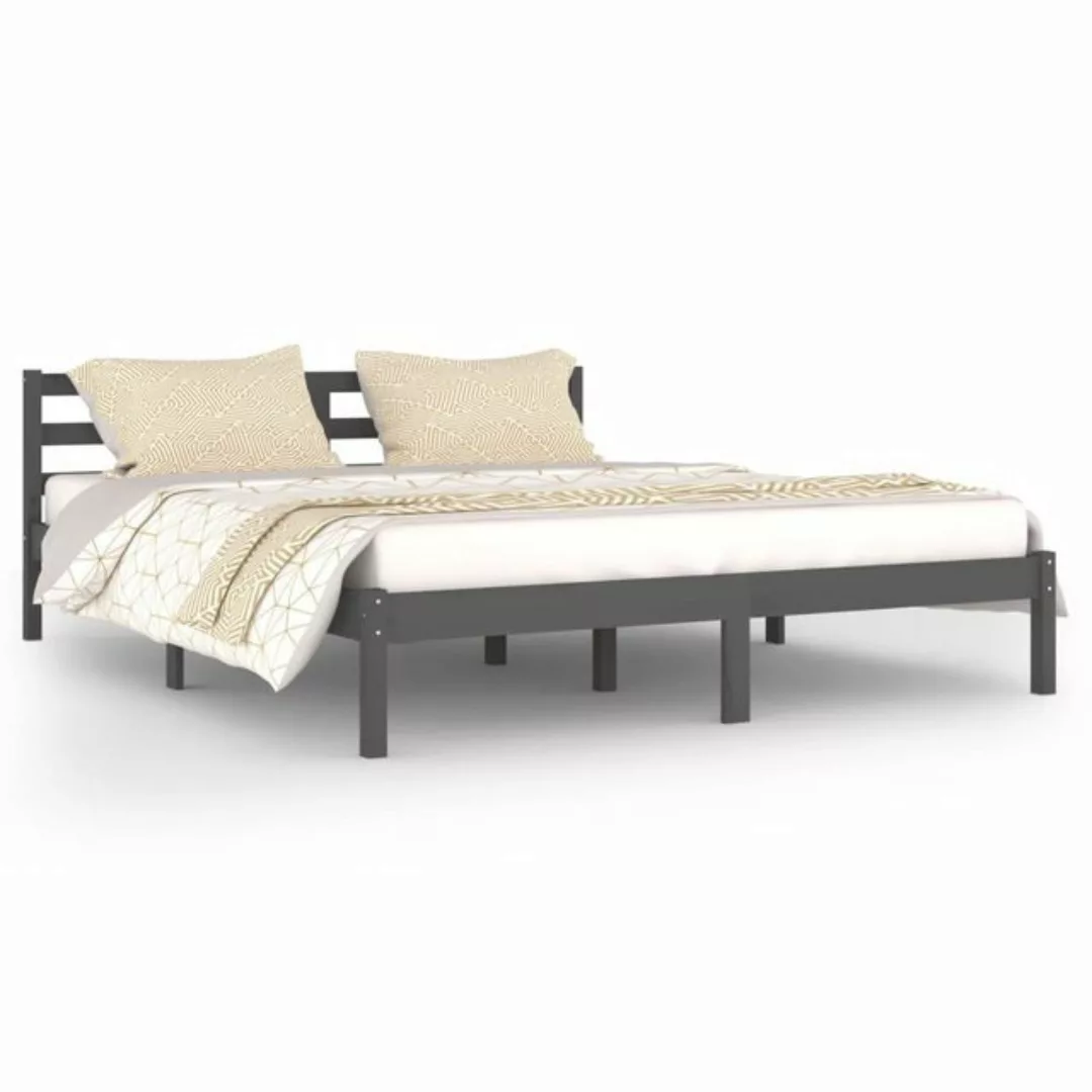 furnicato Bett Massivholzbett Kiefer 160x200 cm Grau günstig online kaufen