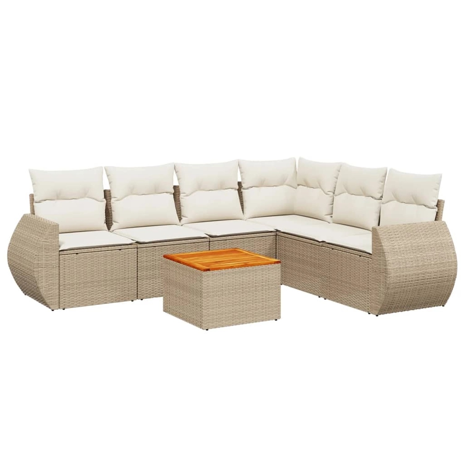 vidaXL 7-Tlg Garten-Sofagarnitur mit Kissen Beige Poly Rattan 3225022 günstig online kaufen