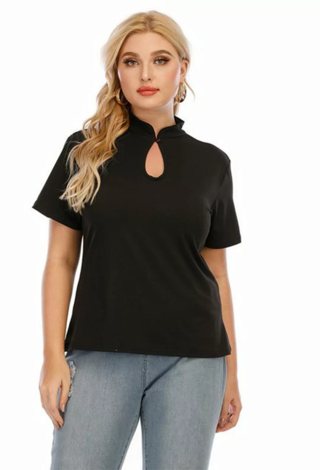 SEGUEN T-Shirt Lässiges T-Shirt mit kurzen Ärmeln (Hoher Halsausschnitt, mo günstig online kaufen