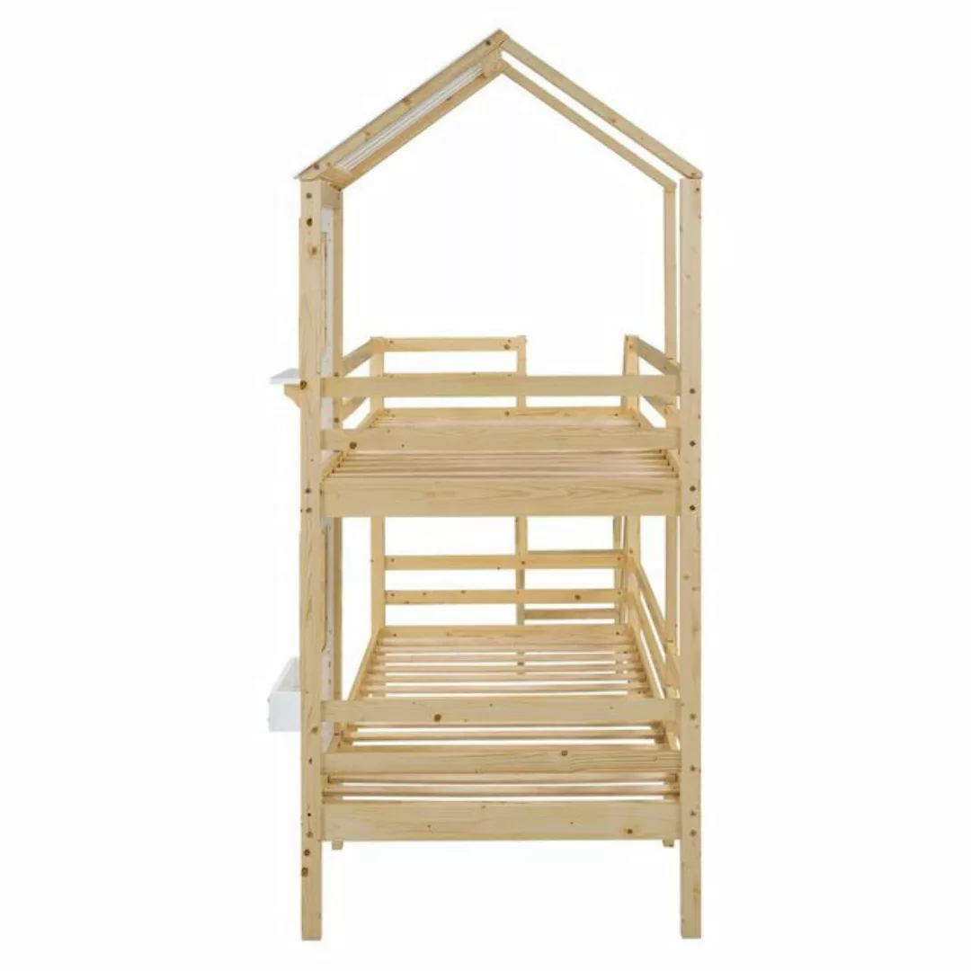 WISHDOR Kinderbett Jugendbett Hausbett Holzbett Doppelbett (Weiß+Natur (90x günstig online kaufen