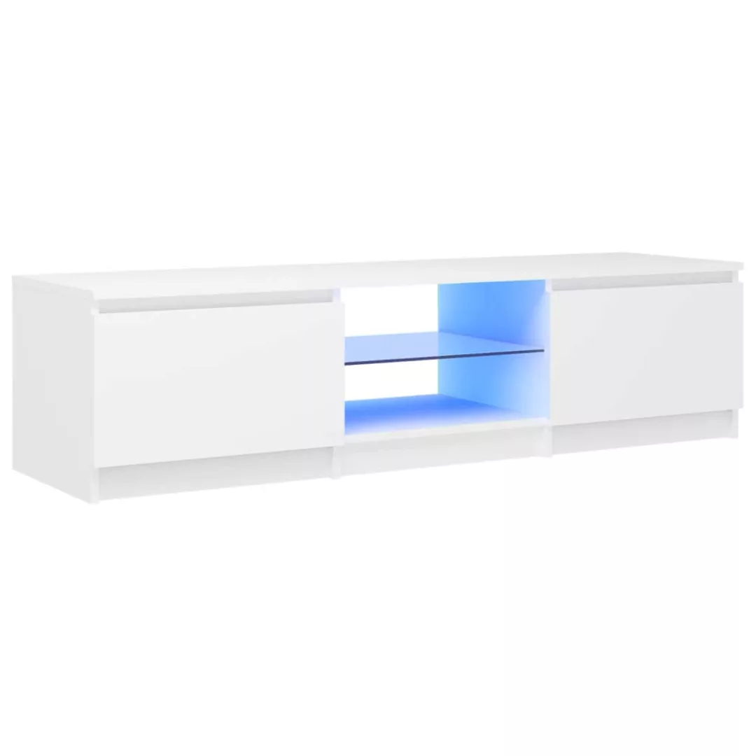 Tv-schrank Mit Led-leuchten Weiß 140x40x35,5 Cm günstig online kaufen