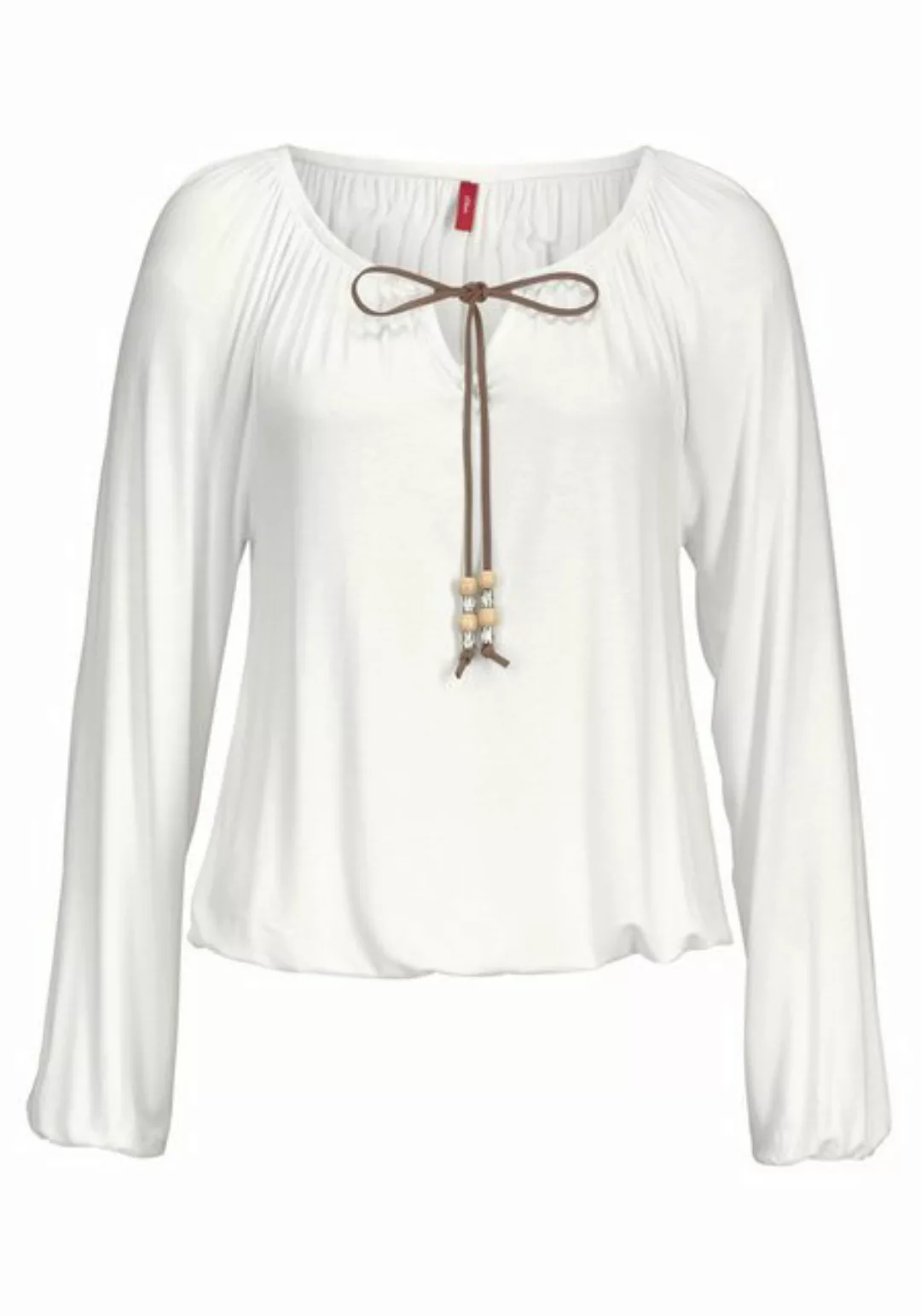 s.Oliver Strandshirt mit Bindeband am Ausschnitt, lockere Passform, Boho-St günstig online kaufen