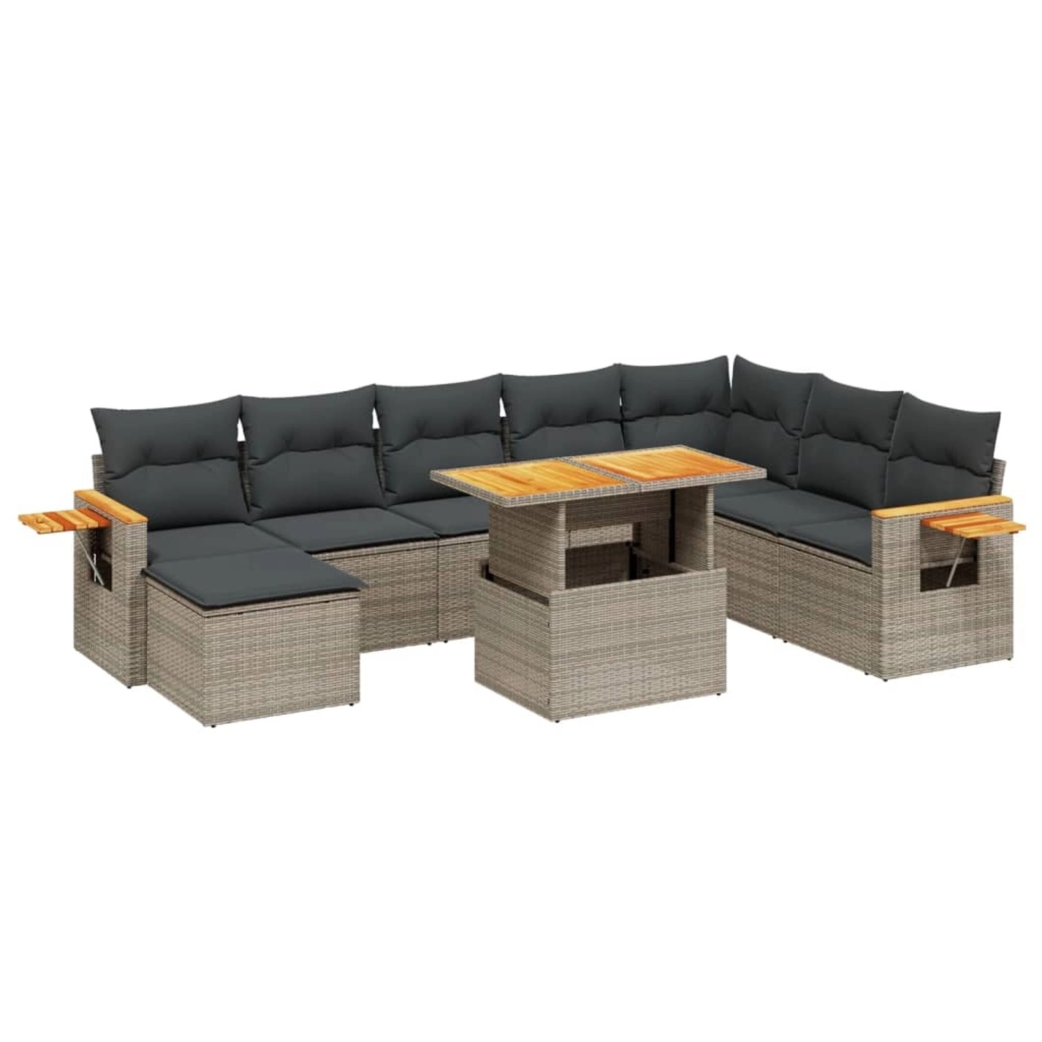 vidaXL 9-Tlg Garten-Sofagarnitur mit Kissen Grau Poly Rattan 3273657 günstig online kaufen
