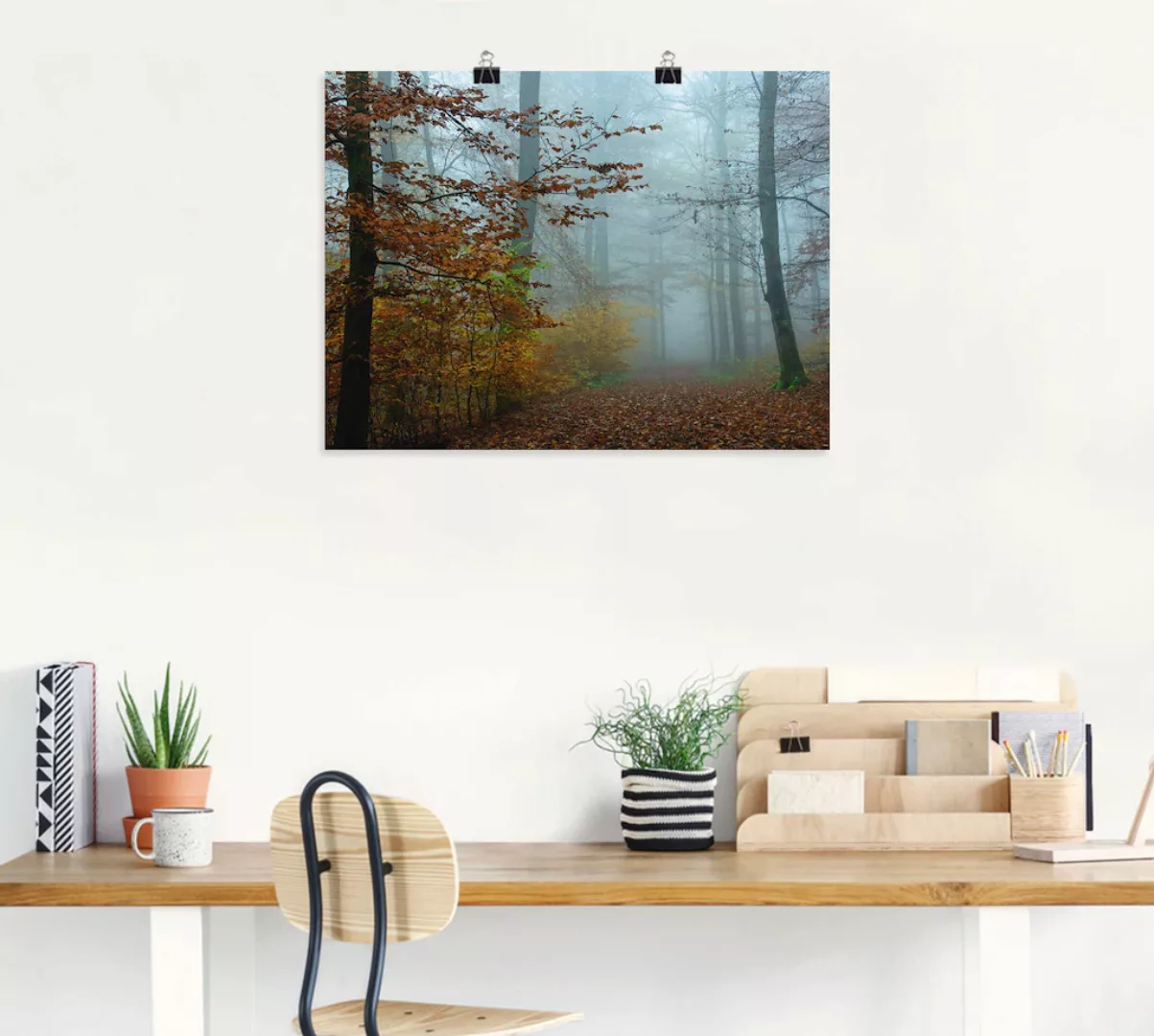 Artland Wandbild "Nebel im Herbstwald", Wald, (1 St.), als Leinwandbild, Po günstig online kaufen