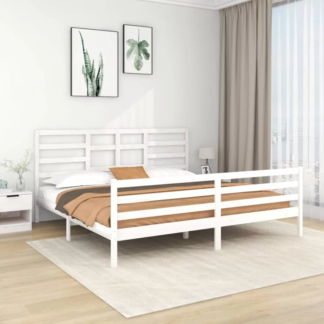 vidaXL Bettgestell Massivholzbett Weiß 200x200 cm Bett Bettgestell Doppelbe günstig online kaufen