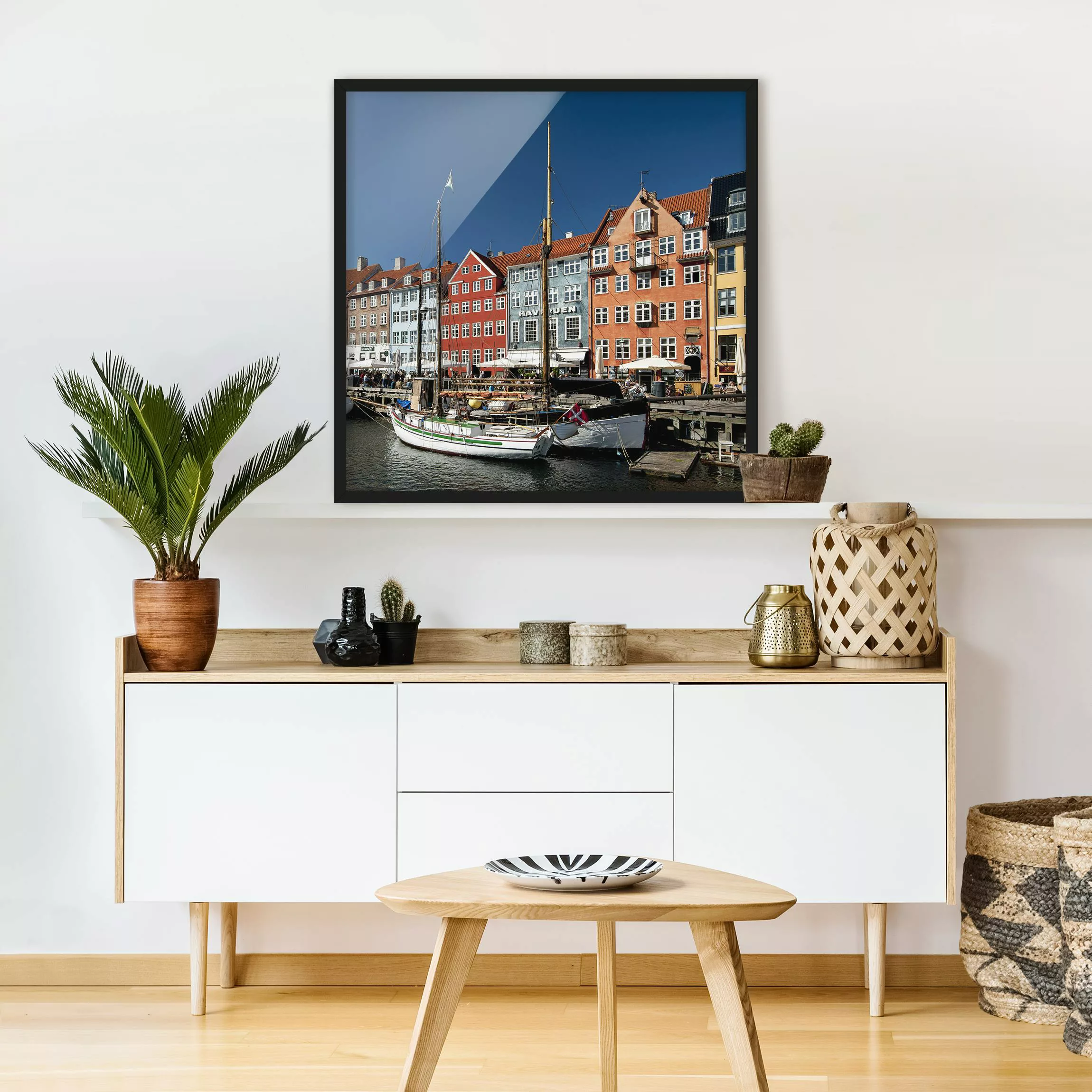 Bild mit Rahmen Architektur & Skyline - Quadrat Hafen in Kopenhagen günstig online kaufen
