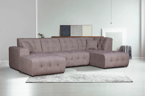 Home affaire Wohnlandschaft "Nosia U-Form", incl. 2 Zierkissen, mit feiner günstig online kaufen