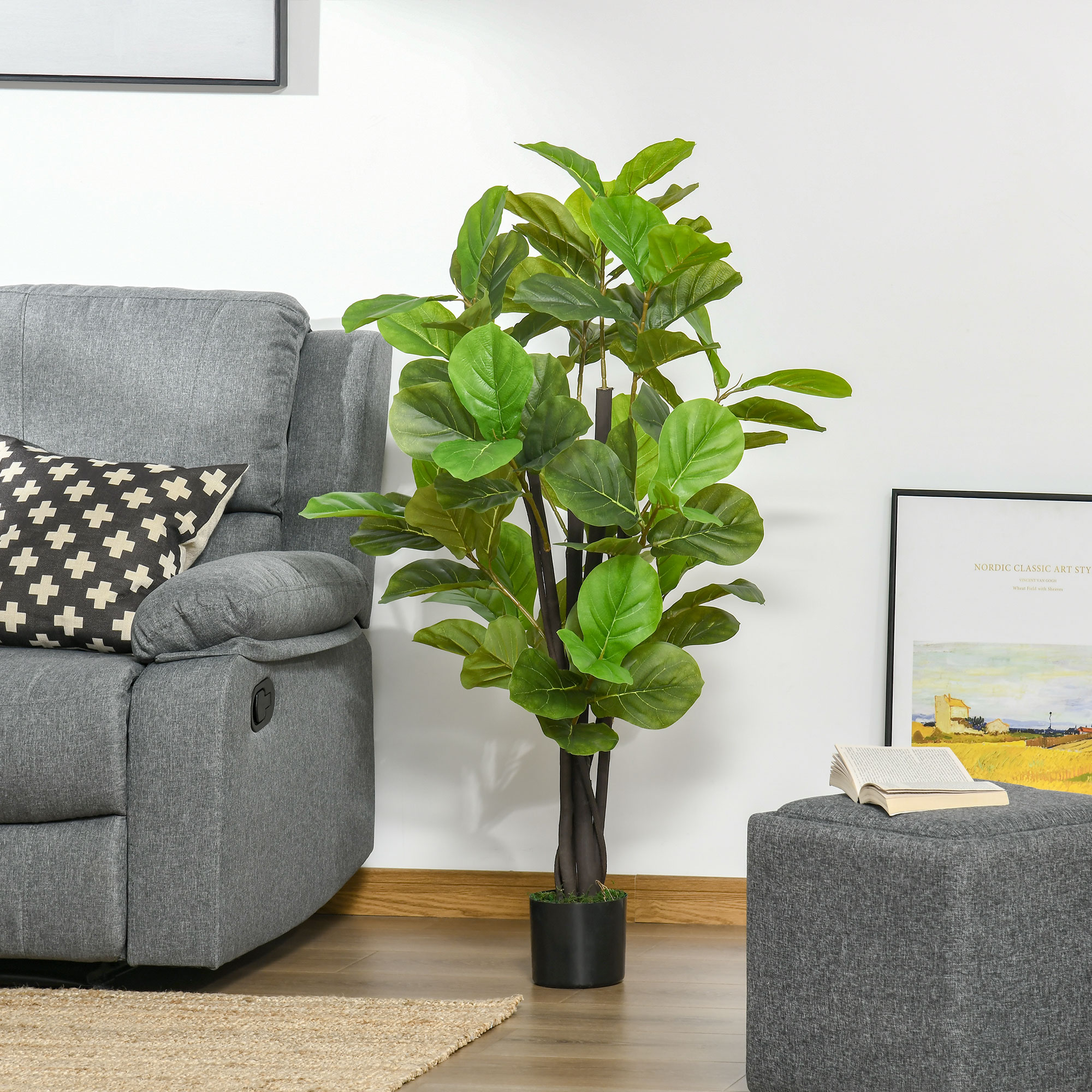 HOMCOM Ficus Artificiale 130cm für Innen- und Außenbereich, Realistische kü günstig online kaufen