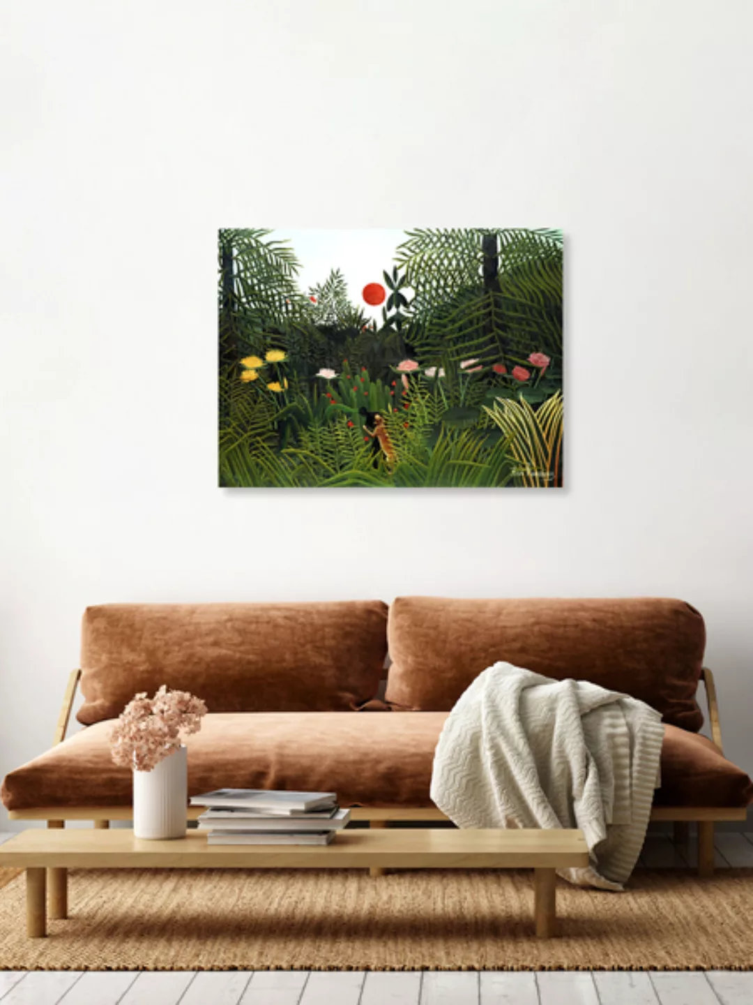 Poster / Leinwandbild - Henri Rousseau: Urwald Mit Sonnenuntergang günstig online kaufen