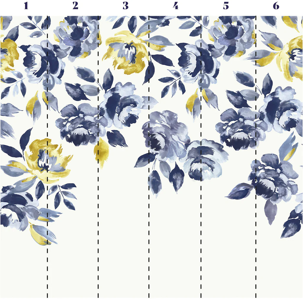 Joules Fototapete Ocean Bloom Crème 300 cm x 280 cm Blau-Grün FSC® günstig online kaufen