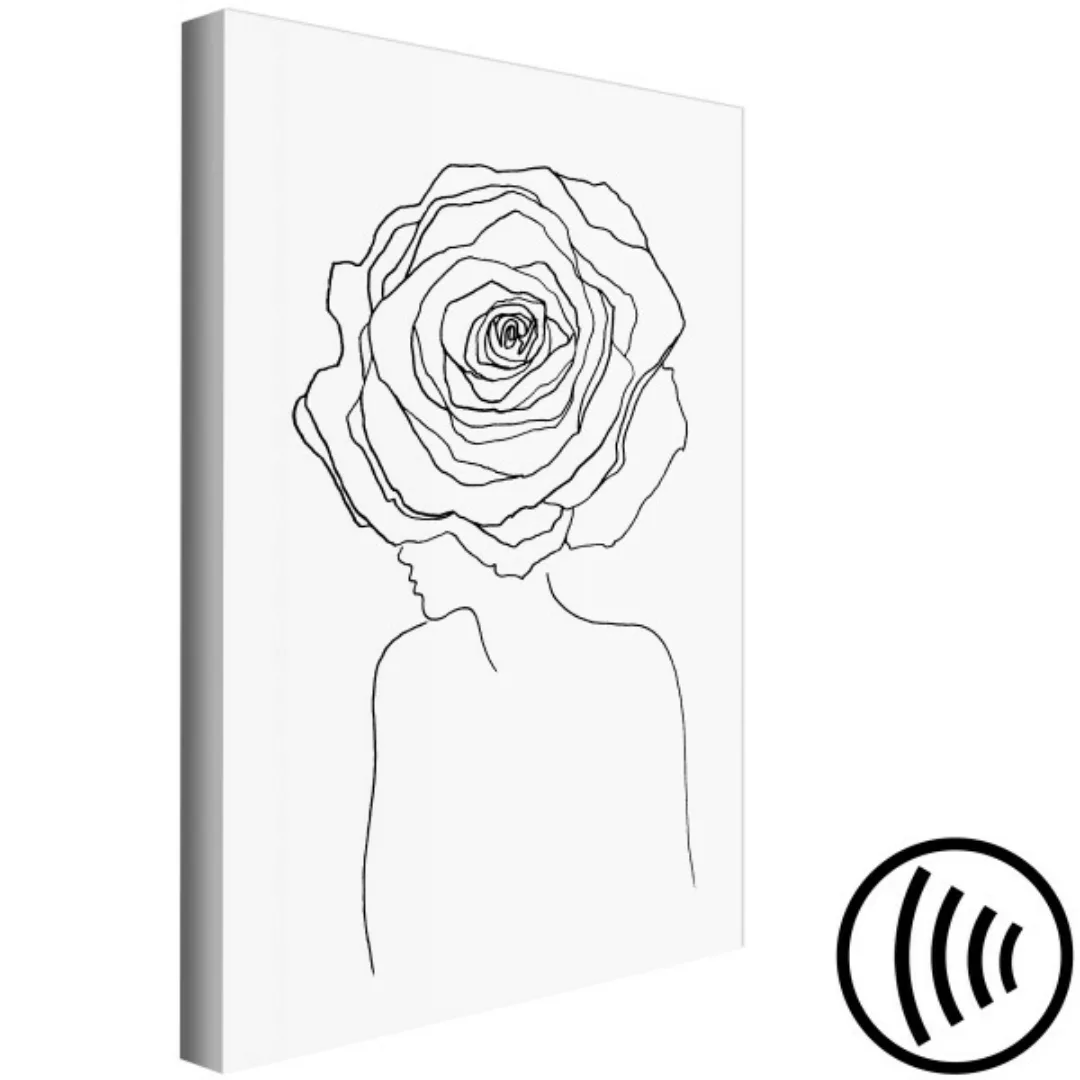 Wandbild Rose im Haar - lineare Silhouette einer Frau mit einer Blume XXL günstig online kaufen