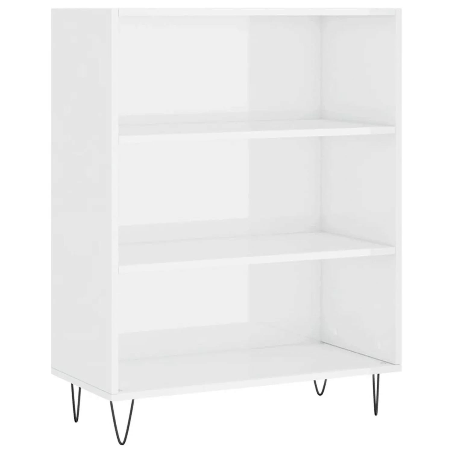 VidaXL Bücherregal Hochglanz-Weiß 69,5x32,5x90 cm Holzwerkstoff Metall günstig online kaufen