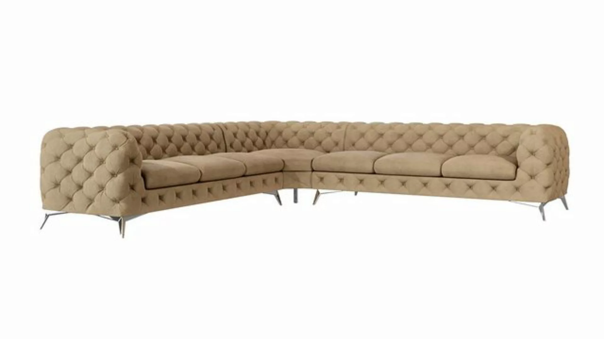 S-Style Möbel Ecksofa Chesterfield Ecksofa Kalina mit Silber Metall Füßen, günstig online kaufen