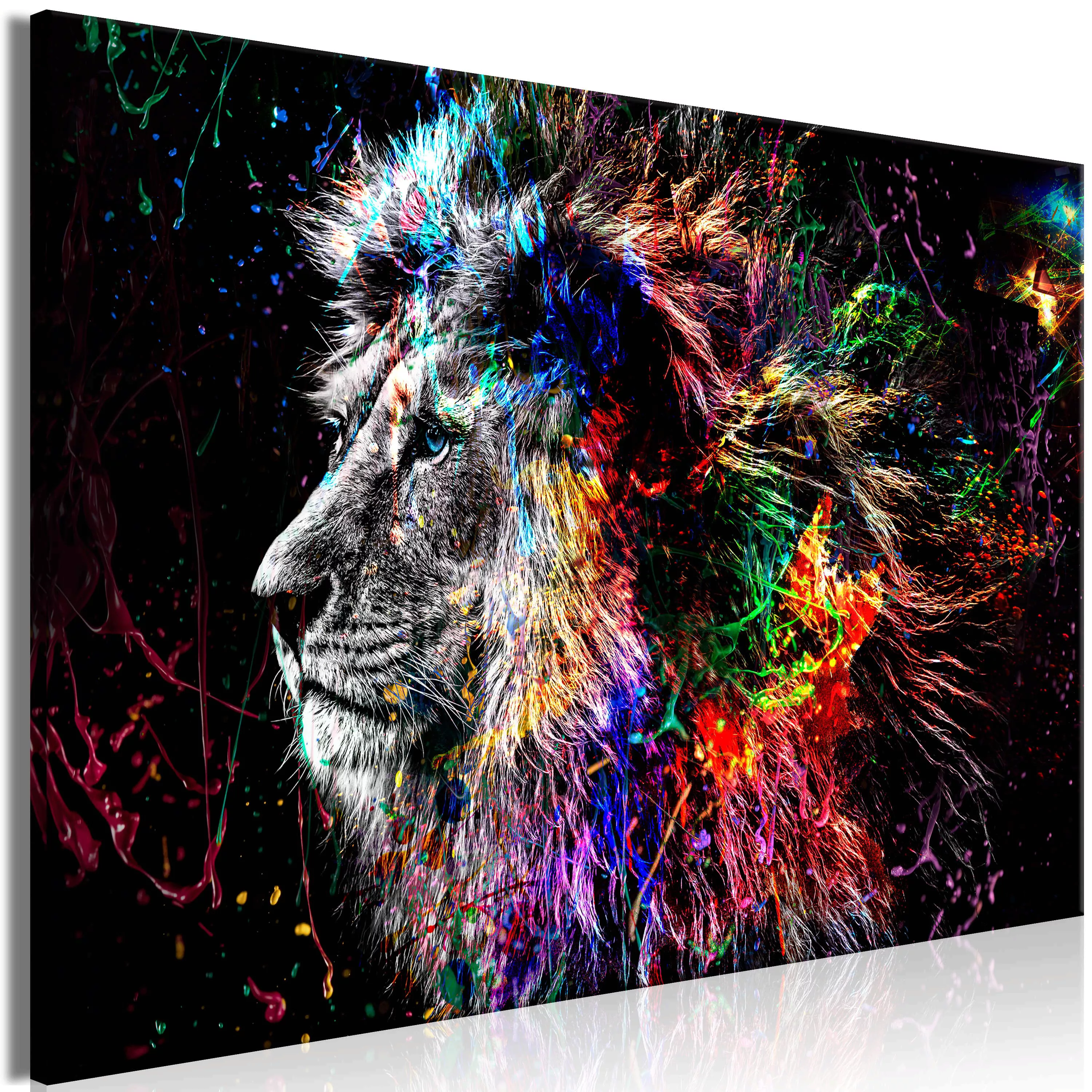 Wandbild - Crazy Lion (1 Part) Wide günstig online kaufen