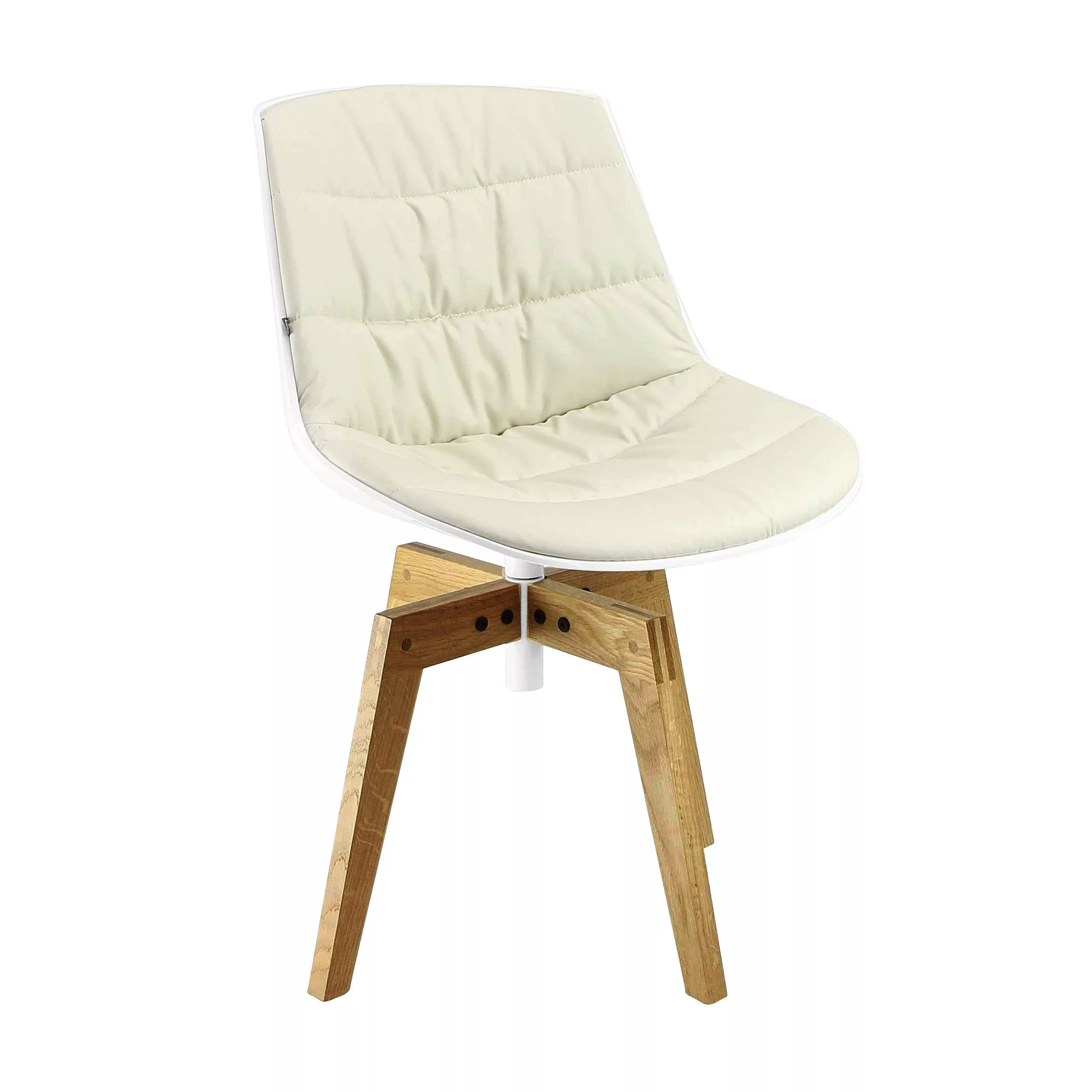 MDF Italia - Flow Stuhl gepolstert Gestell Eiche - weiß/creme/Stoff Londra günstig online kaufen