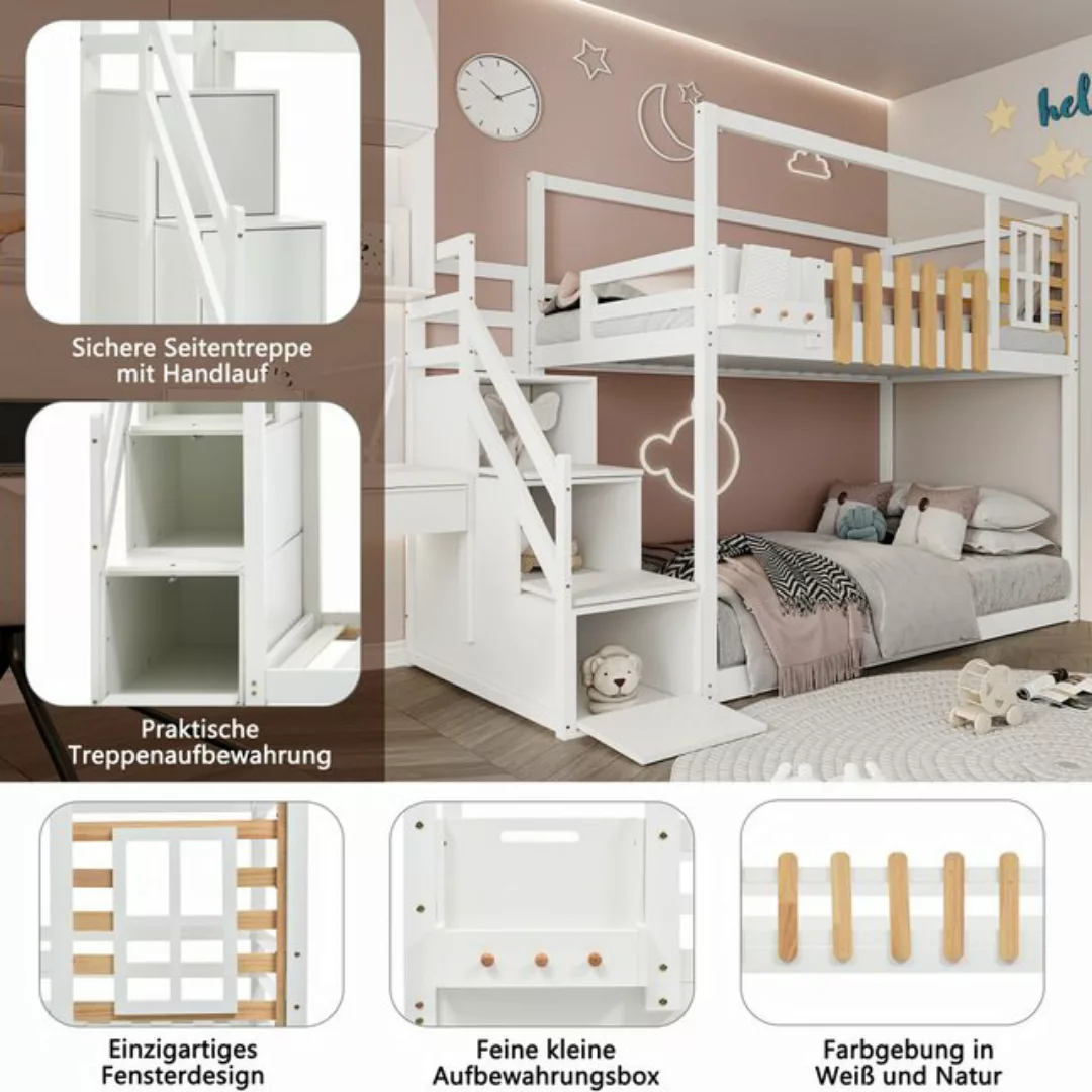 Gotagee Kinderbett Etagenbett mit Treppe Kinderbett Einzelbett Doppelbett 9 günstig online kaufen