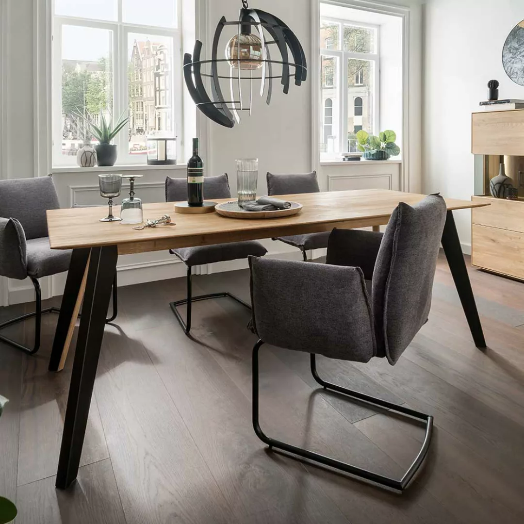Esszimmer Tisch aus Asteiche Massivholz Metall günstig online kaufen