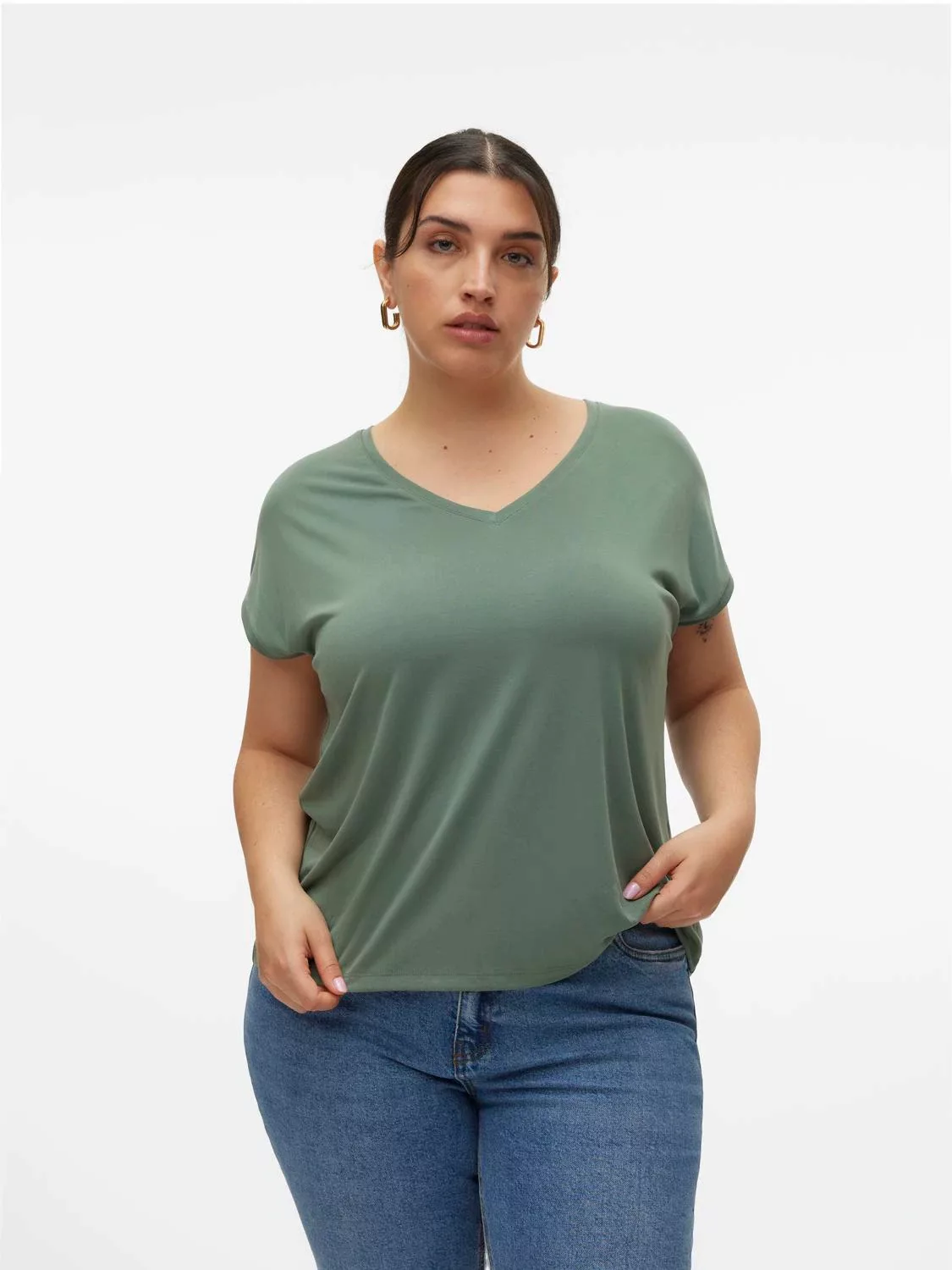 Vero Moda Curve V-Shirt VMFILLI SS V-NECK TEE GA CURVE günstig online kaufen