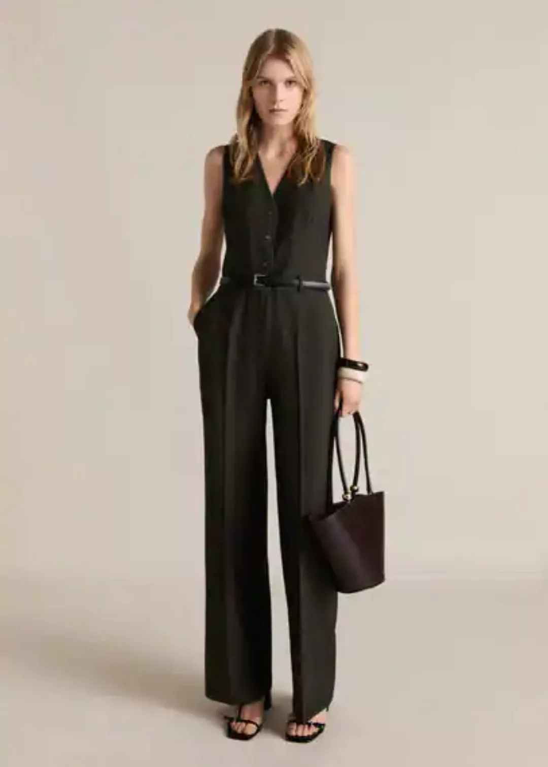 Nadelstreifen-Jumpsuit mit Gürtel günstig online kaufen