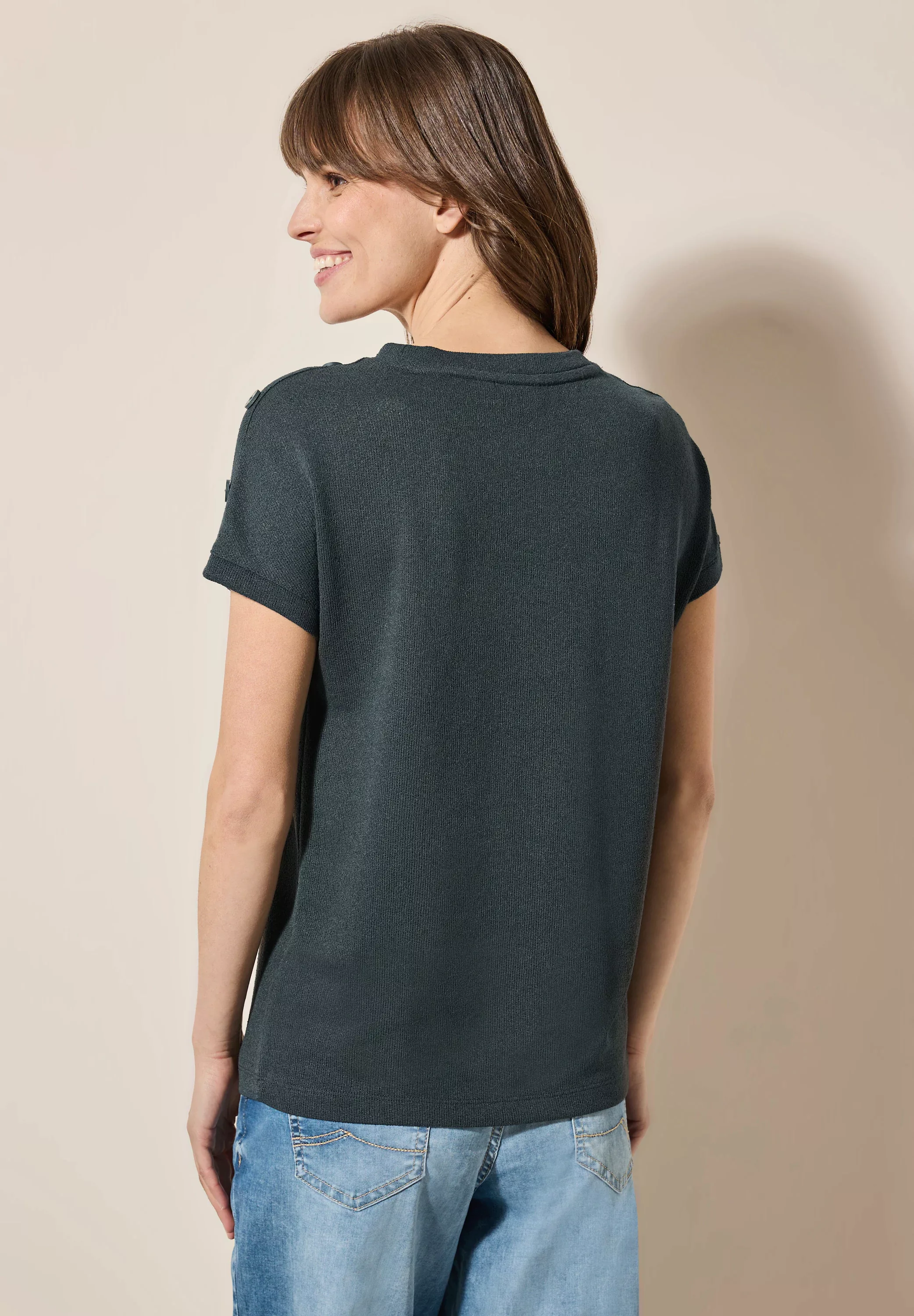 Cecil T-Shirt, in Struktur-Optik und mit Knopf-Details günstig online kaufen