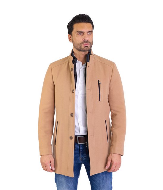 Denim Distriqt Wintermantel Herren Slim Fit Wintermantel Stehkragen Beige 6 günstig online kaufen