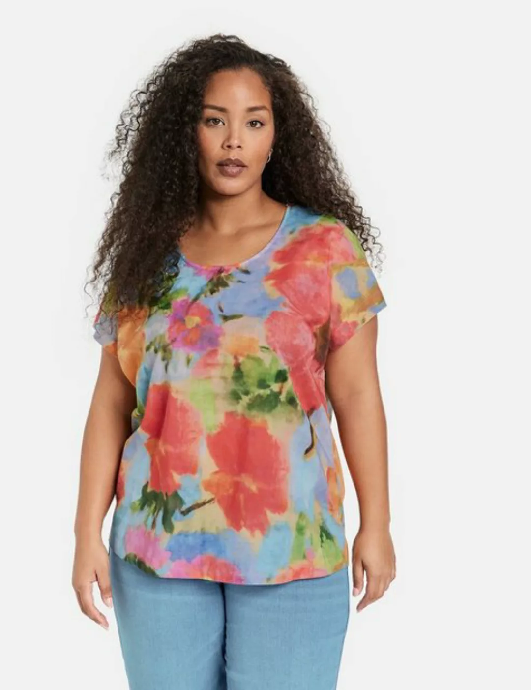 Samoon Kurzarmbluse Blusenshirt aus Bio-Baumwolle günstig online kaufen