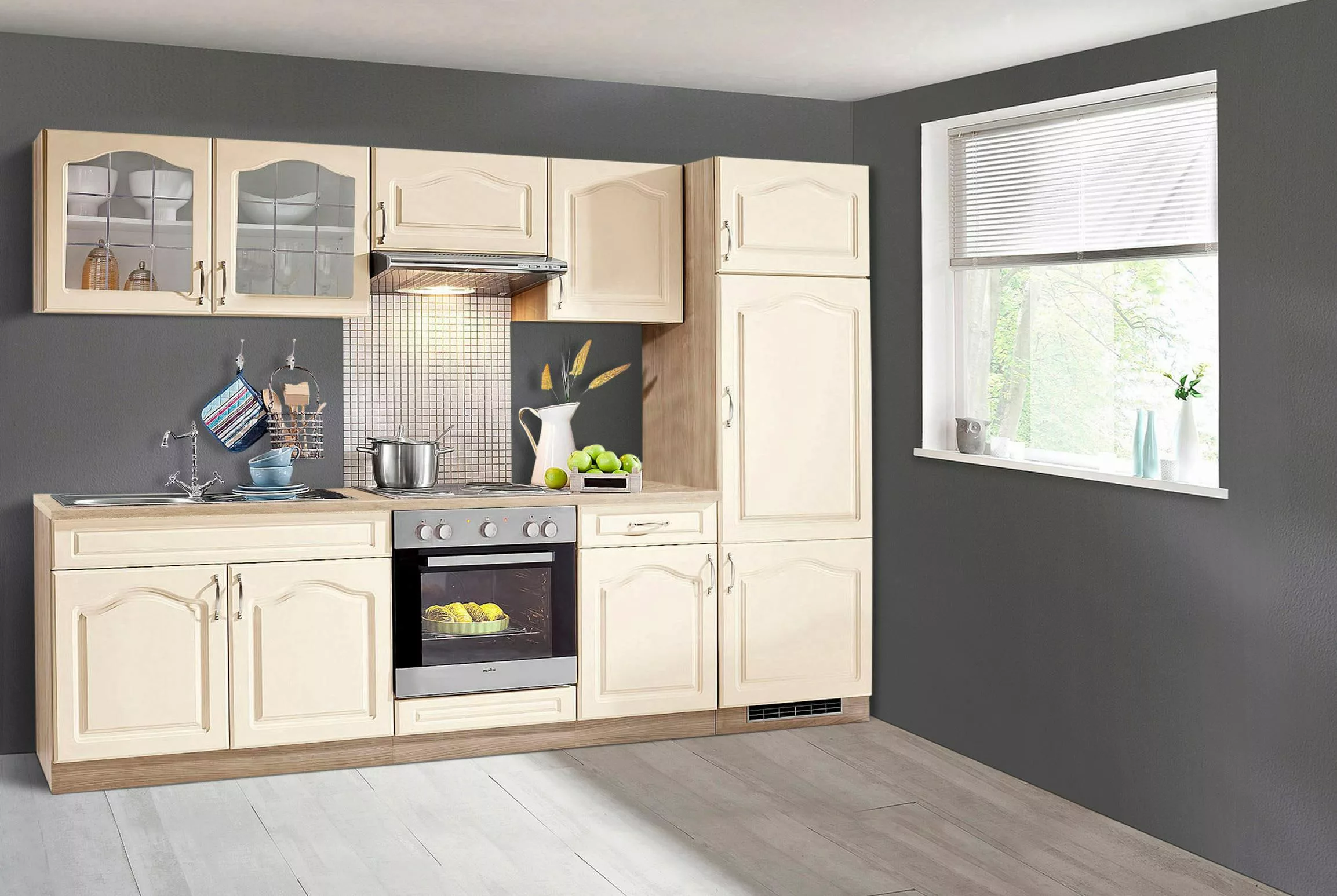 wiho Küchen Küchenzeile "Linz", mit E-Geräten, Breite 270 cm, mit Edelstahl günstig online kaufen