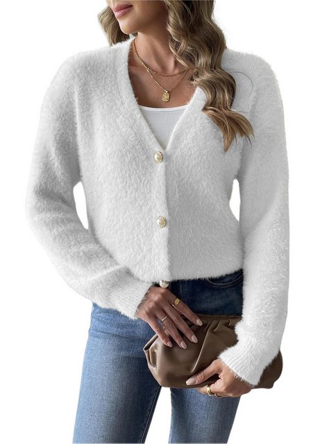 Zoclack Strickjacke Damen Weicher Strickjacke Warm Cardigan mit V-Ausschnit günstig online kaufen