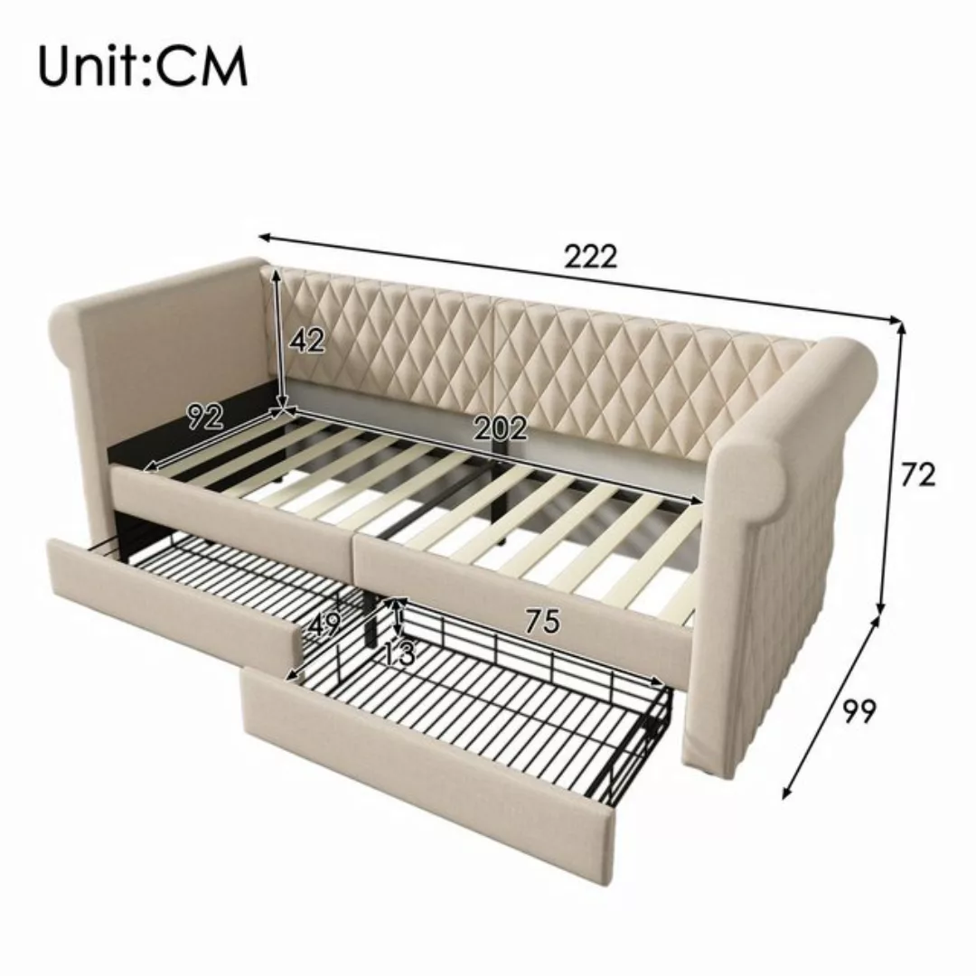 WISHDOR Daybett Sofa mit Unterbett (Tagesbett,Polsterbett), mit Lattenrost, günstig online kaufen