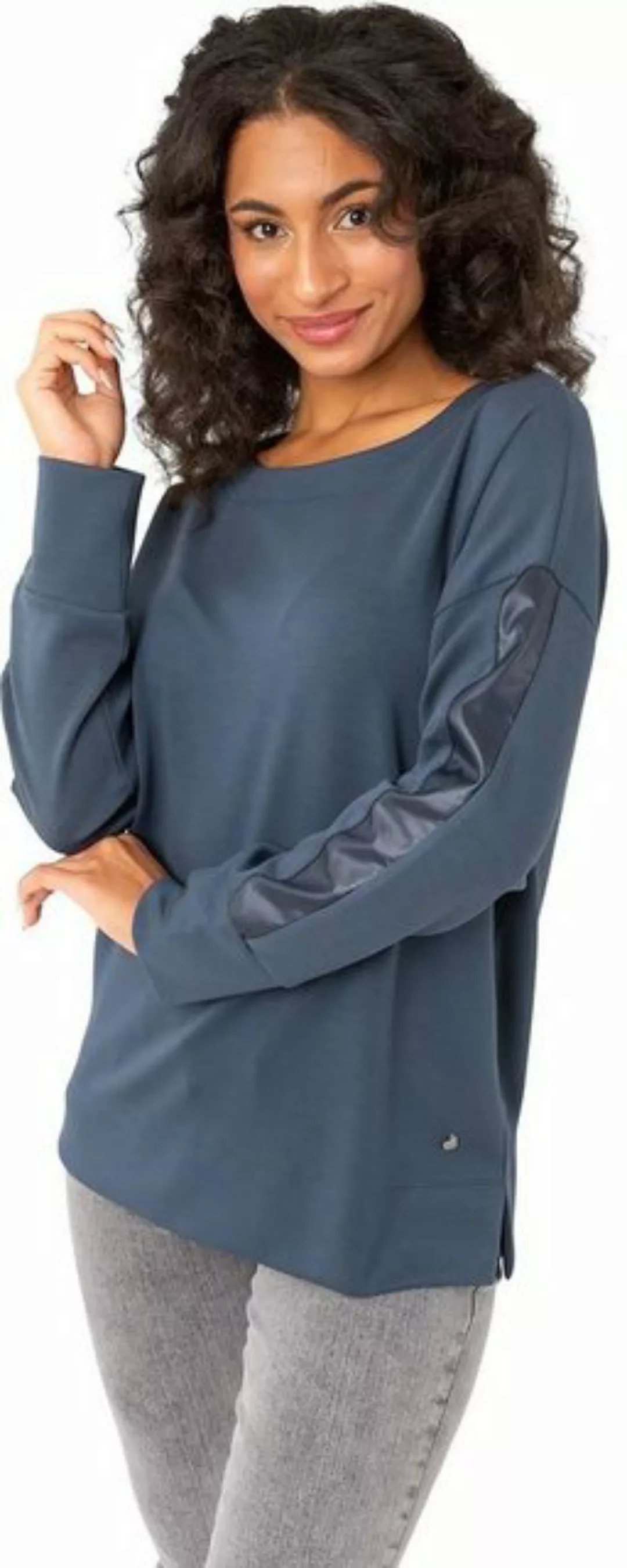 Gio Milano Sweatshirt G27-1613 in weichen Modal-Mix mit seitlichen Schlitze günstig online kaufen