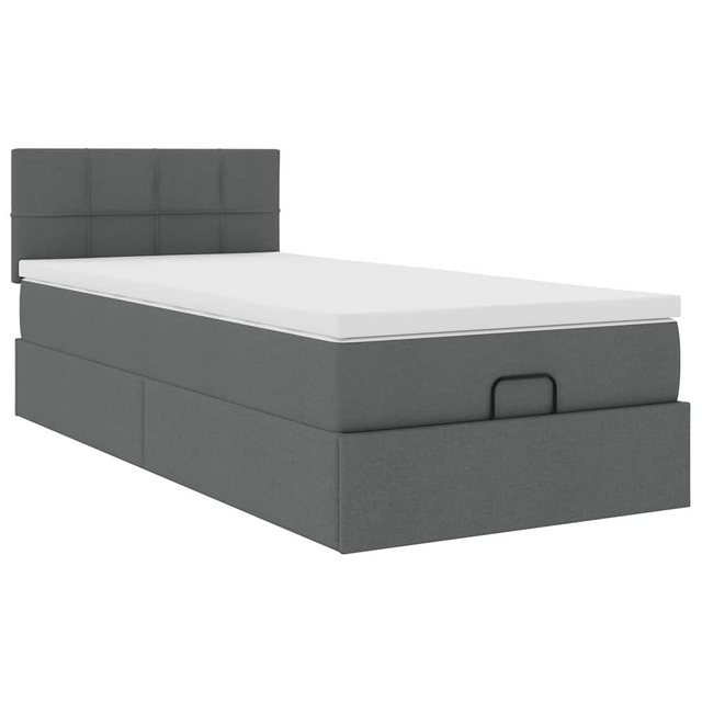 vidaXL Bett, Ottoman-Bett mit Matratze & LEDs Dunkelgrau 90x190 cm Stoff günstig online kaufen