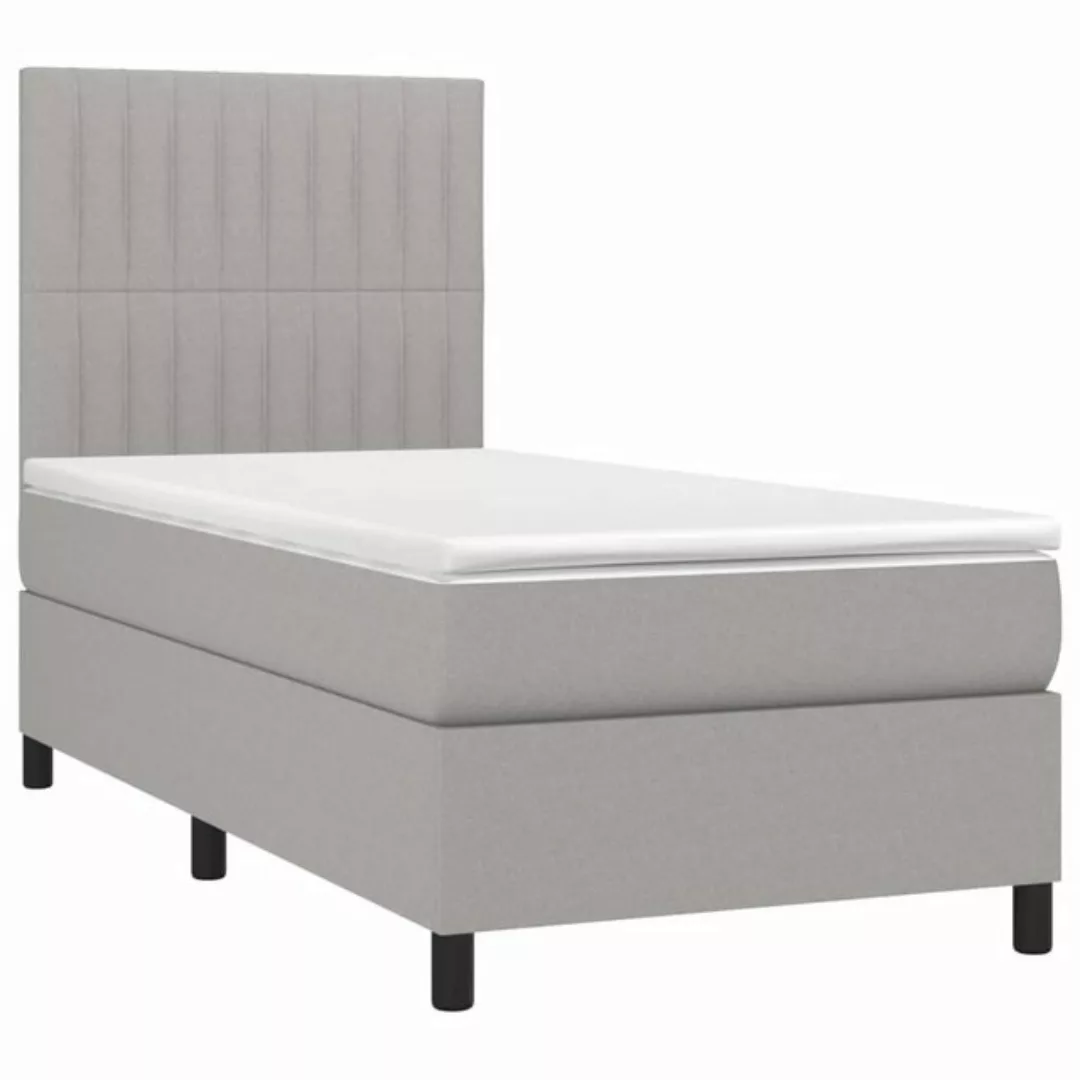 vidaXL Bett Boxspringbett mit Matratze Hellgrau 90x200 cm Stoff günstig online kaufen